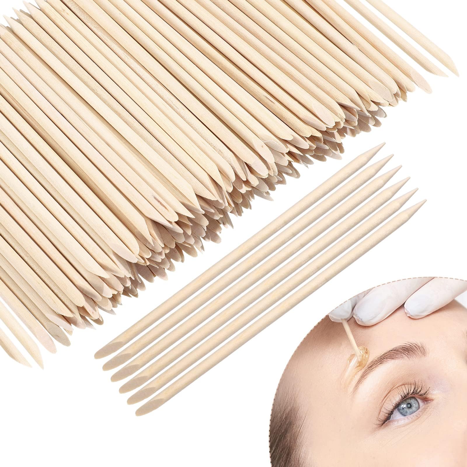 Demissle 400 Pcs Eye Brow Wooden Wax Sticks Mini Waxing Applicator Sticks Lip Nose Eyebrow Wood Craft Small Facial Hair Spatula Applicator for Home Spa Hair Removal Skin Use