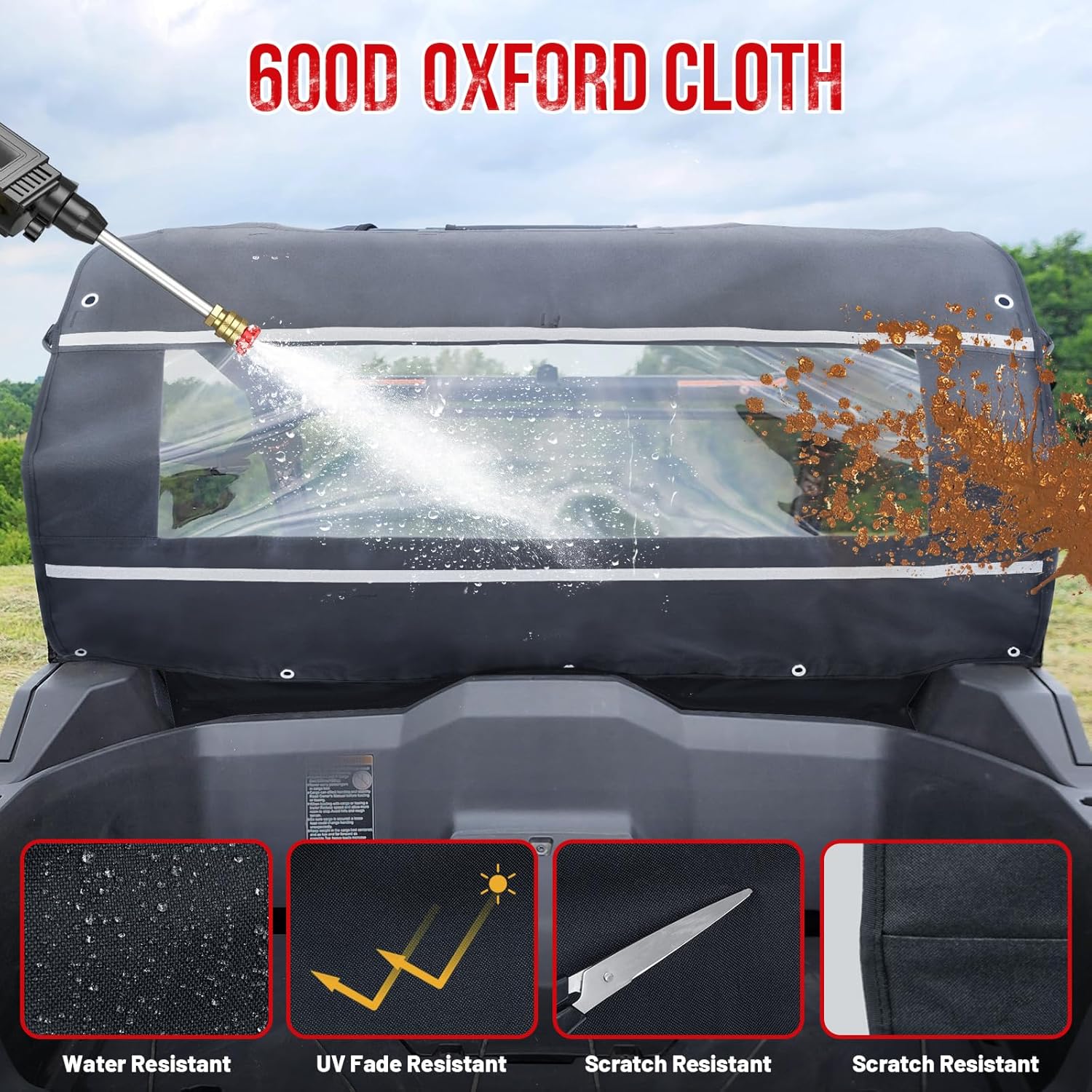 Rear Windshield Soft Screen Window Waterproof Compatible with CFMOTO ZForce 800 trail, 800ex, 500 trail (2021-2022) / ZForce 1000 (2018-2019)