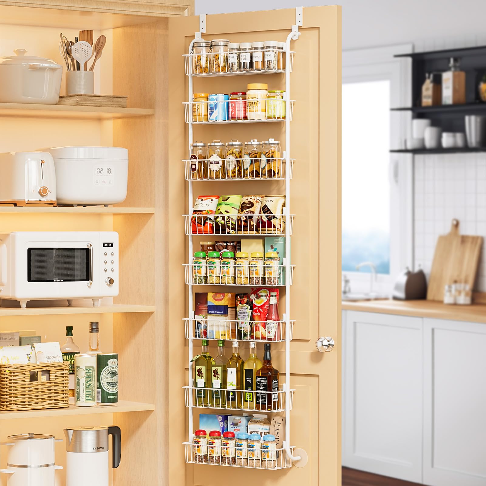 Delamu Over The Door Pantry Organizer, 8-Tier Hanging Spice Rack