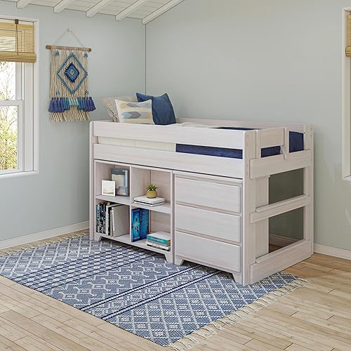 Max & Lily Modern Farmhouse Low Loft Bed, Twin Bed