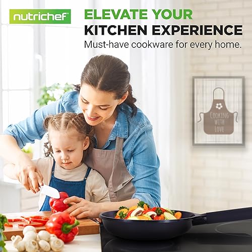 Miniatura 7 de NutriChef Sartenes antiadherentes  Juego de sartenes de 5 piezas con revestimiento de cerámica, wok, parrilla, freír y pescado  Compatible con todas