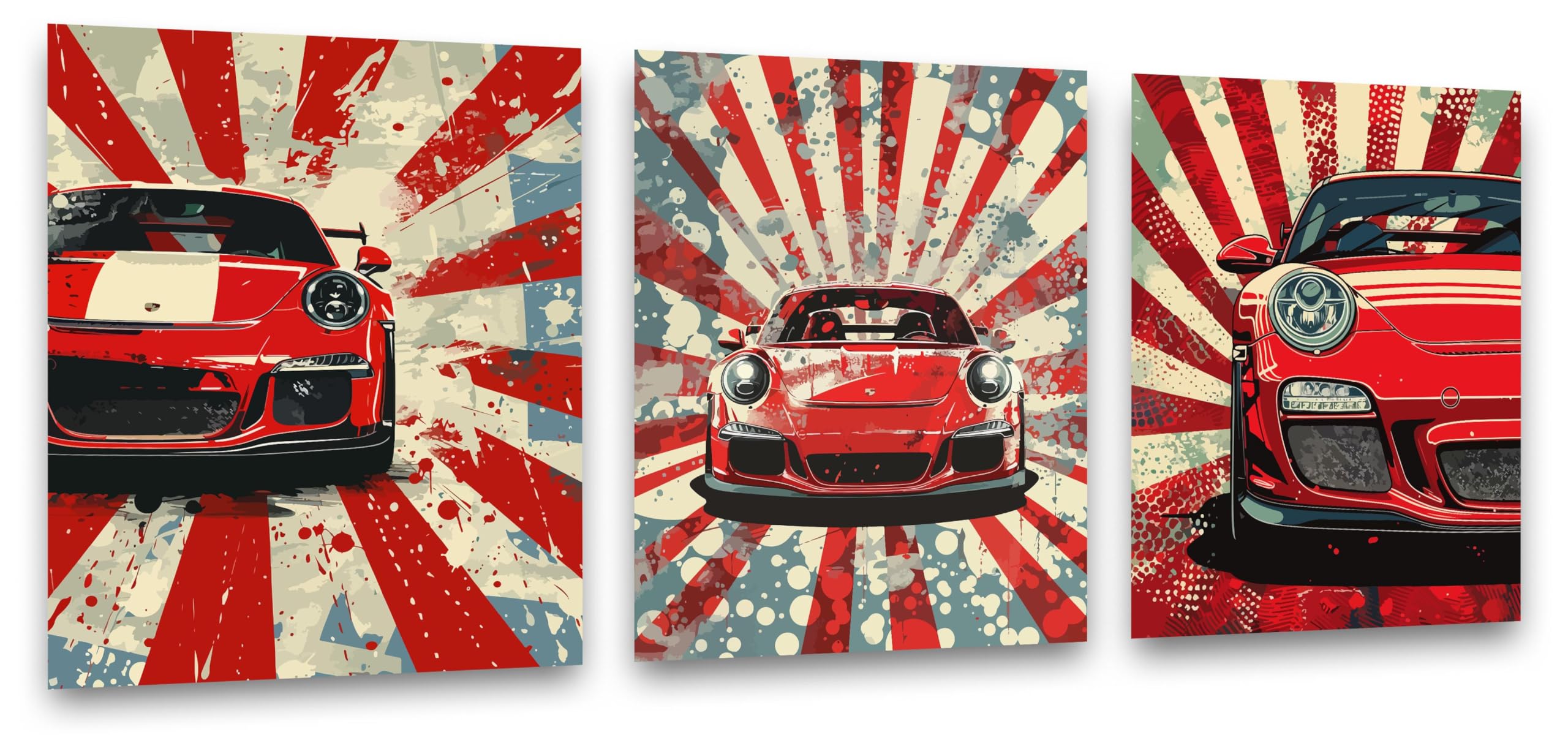Inspirational Wall Art Co. - Aspire | Set of 3 2023 Porsche 911 - Car Posters for Boys Room - Car Wall Decor - Car Room Decor - Car Posters for Men | 11x14 Inches Unframed