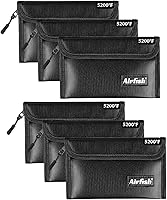 Vista 4 de Airfish Cartera ignífuga, 5 x 8 pulgadas, bolsa impermeable con cremallera, pequeña bolsa de efectivo ignífuga para objetos de valor