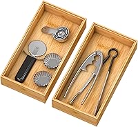 Vista 1 de Bamboo Kitchen Drawer Organizer,Stackable Silverware Tray Utensil Organizer Cutlery Holder for Kitchen,Wooden Storage Box for Bathroom, Multi-Use
