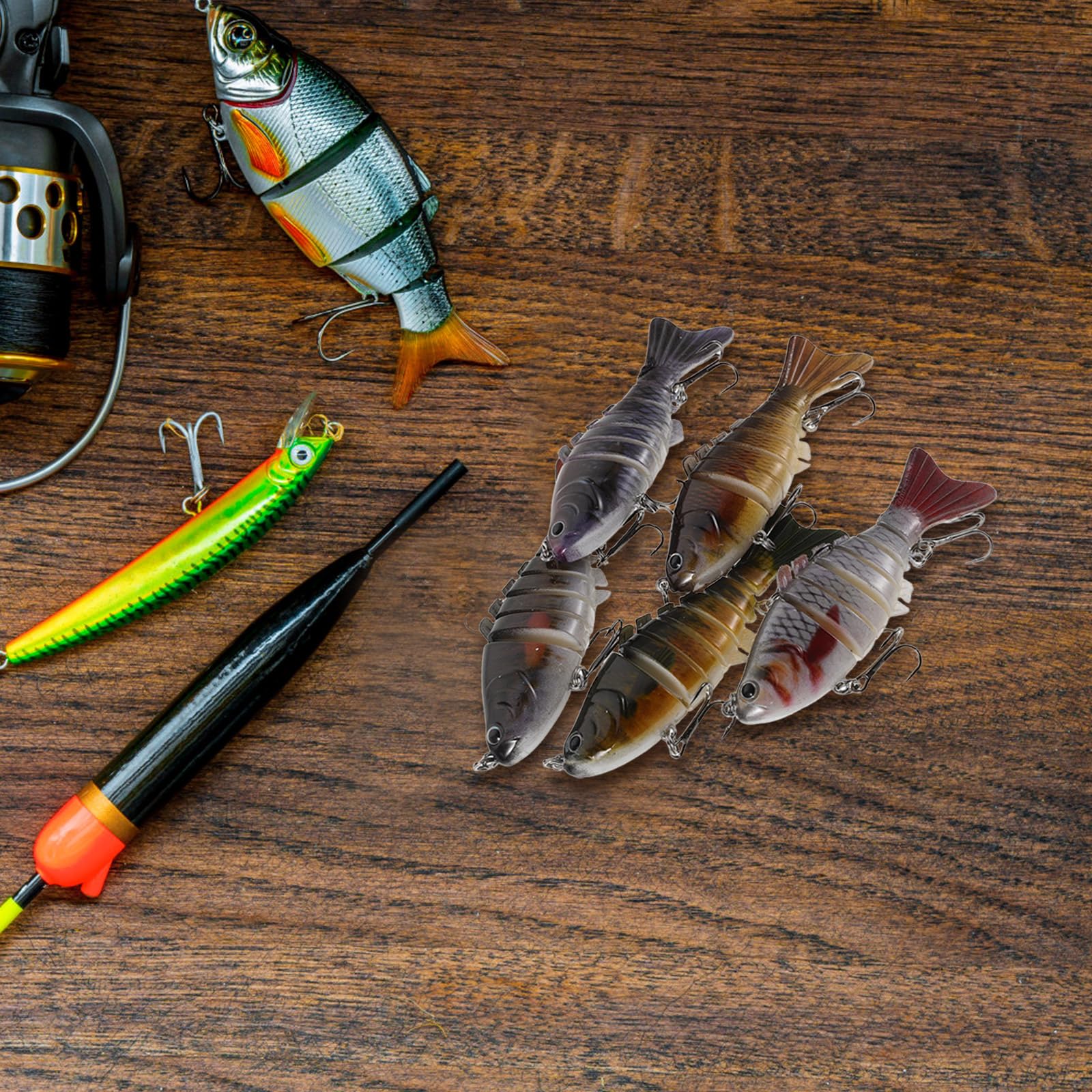 INOOMP Kit 10 Esche da Pesca Multi-snodate 10 Cm in Plastica per Acqua Dolci e Salate, Esche Artificiali Realistiche Swimbait Movimento Naturale per Pesca a Spinning e Predatori Marini