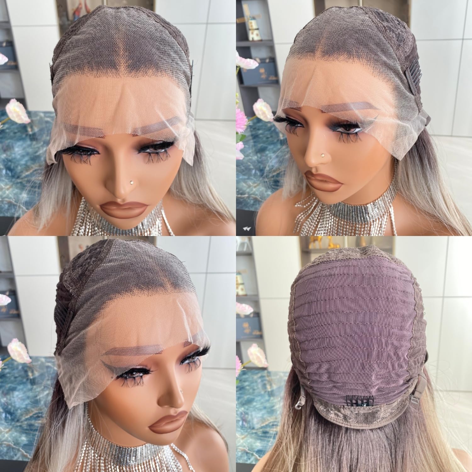 ?Ombre Brown to Ash Blonde Mixed Blonde FULL WIG Long Body Wavy Ash Ombre Blonde Wig for Women Daily Party  main image 3