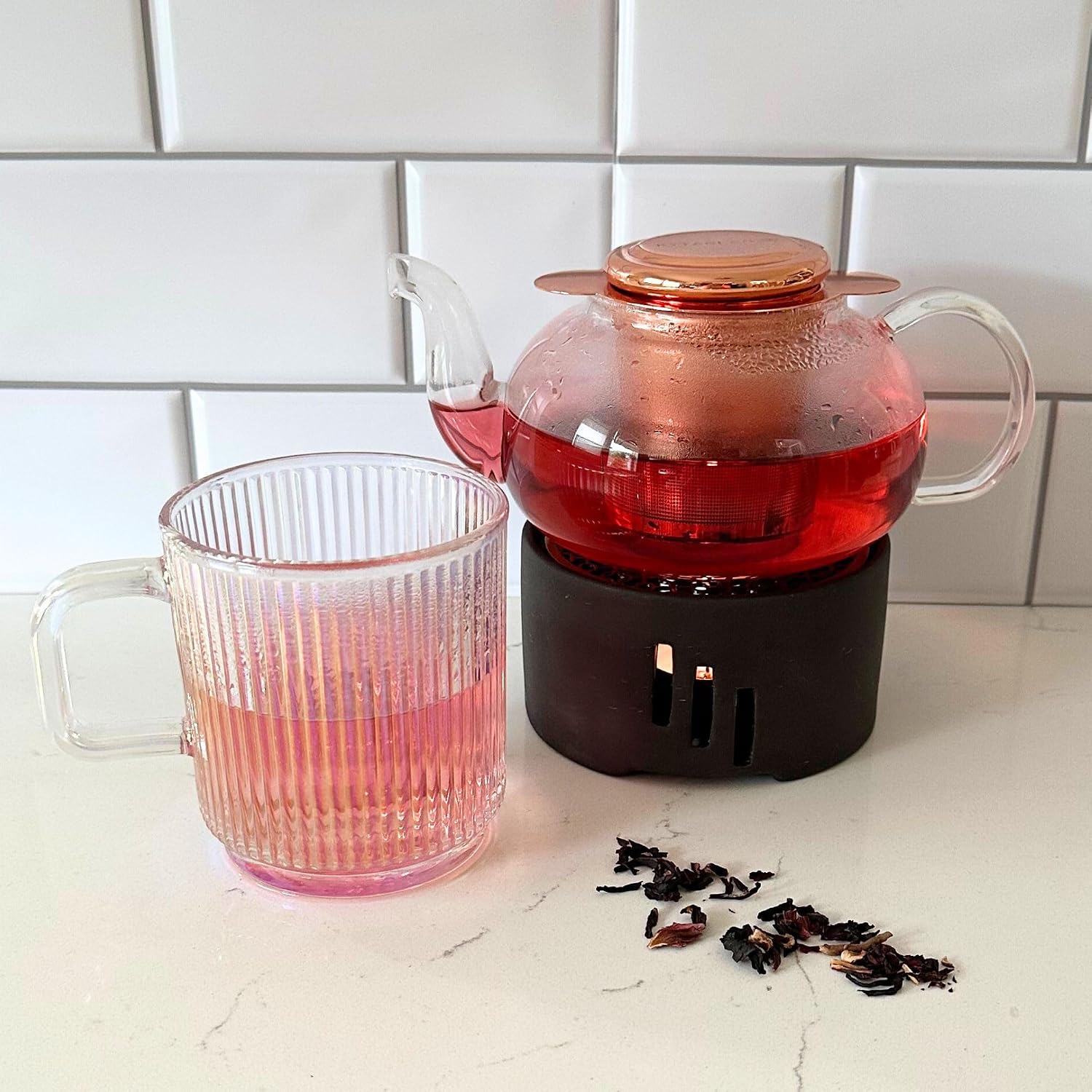 Tea Infuser Basket, Stainless Steel Tea Strainer, Fine Mesh Loose Leaf Tea Steeper, Loose Leaf Tea Infuser With Lid, Rose Gold