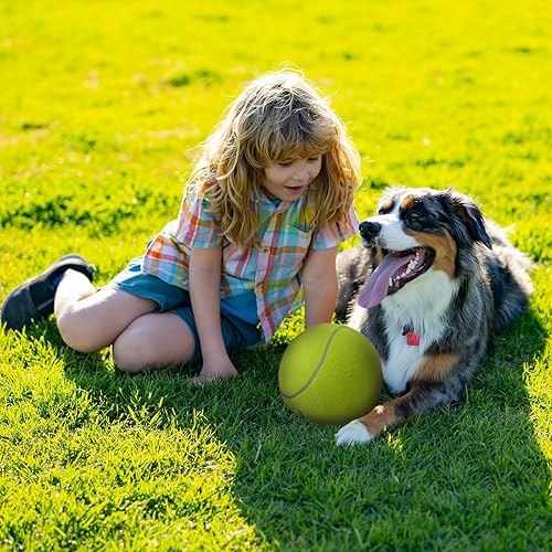 Miniatura 8 de Pelota de tenis gigante de 9.5 pulgadas, juguete grande para jugar al aire libre, regalo de cumpleaños para perros pequeños, medianos y grandes,