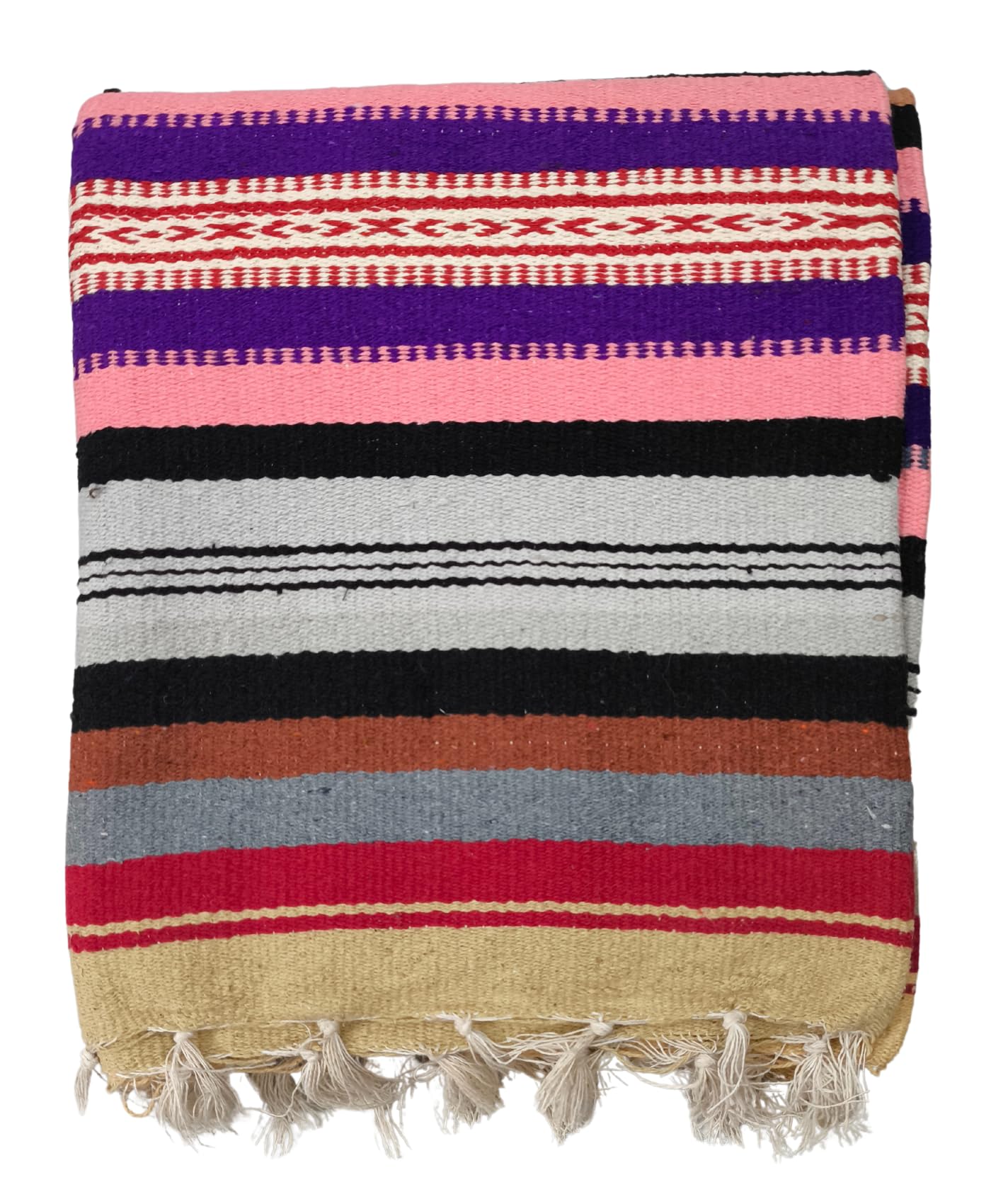 Traditional Indian Bunkaar Carpet - Multicolor Striped -3