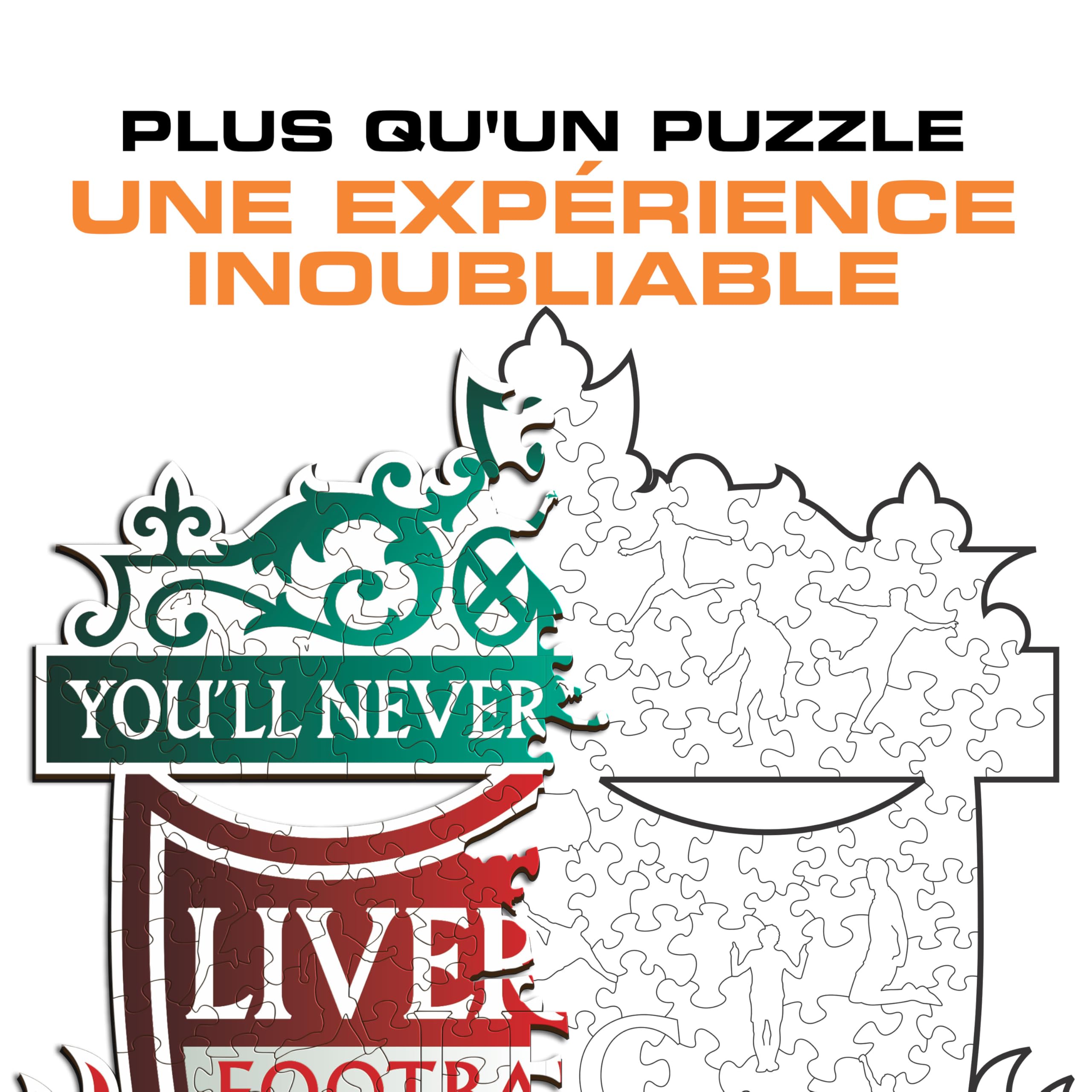 Iconic Puzzles - Liverpool, Logo, Puzzle en Bois sous Licence Officielle, 100% Durable, Cadeau pour Adultes et Enfants, Taille M, 270 pièces