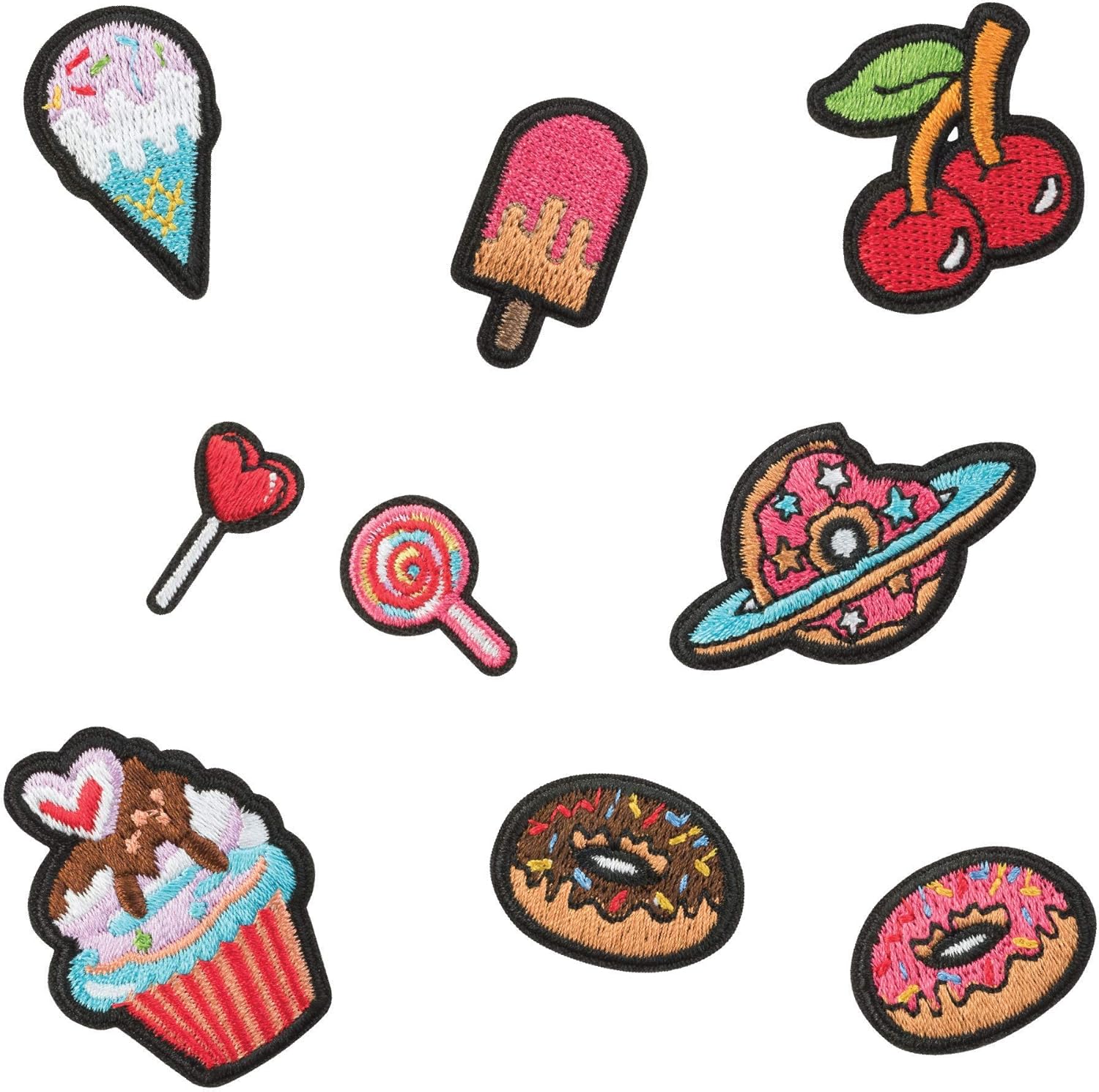 38931125 Embroidered Stickers, Food Image Pattern, Removable Adhesive