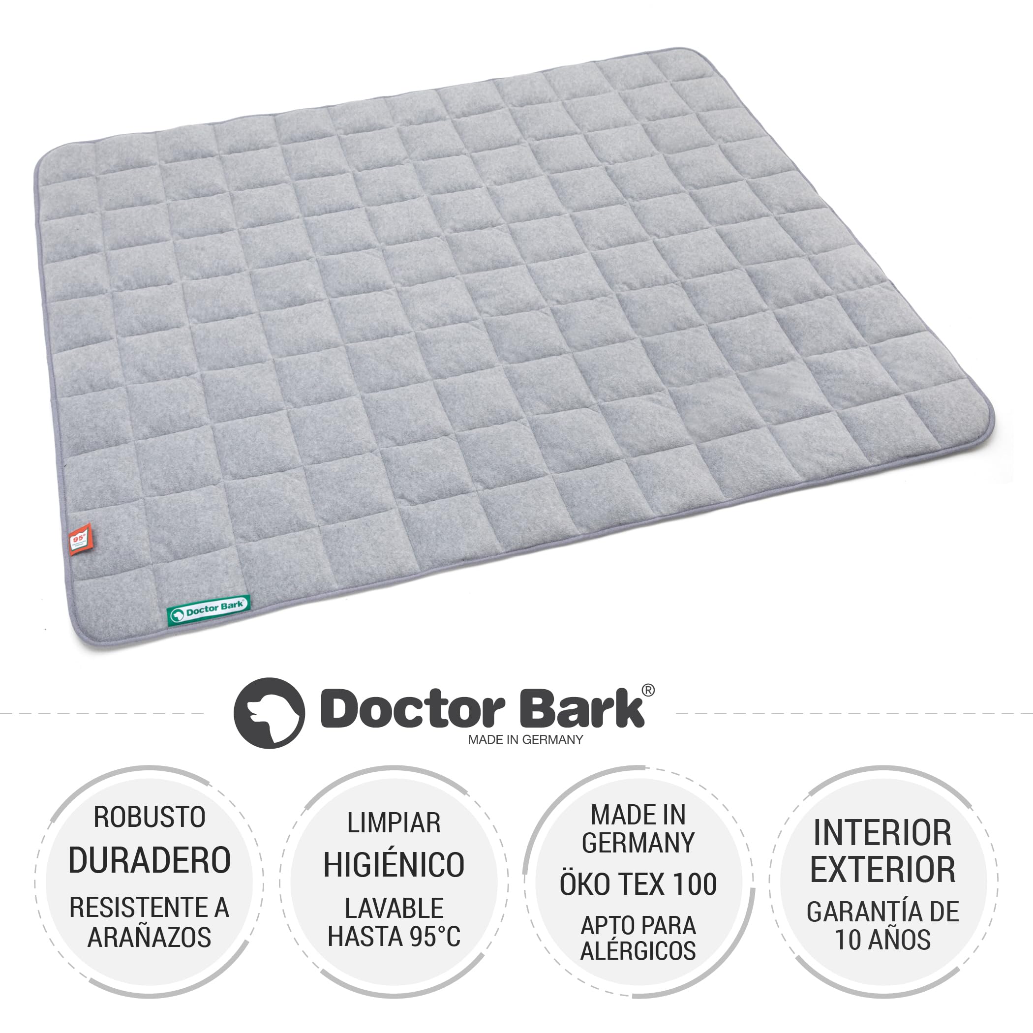 Doctor Bark Cama para perros Manta de forro polar, reversible, mullida, resistente y lavable hasta 95 °C, para interiores y exteriores (XXL, 140 x 110 cm, gris claro)
