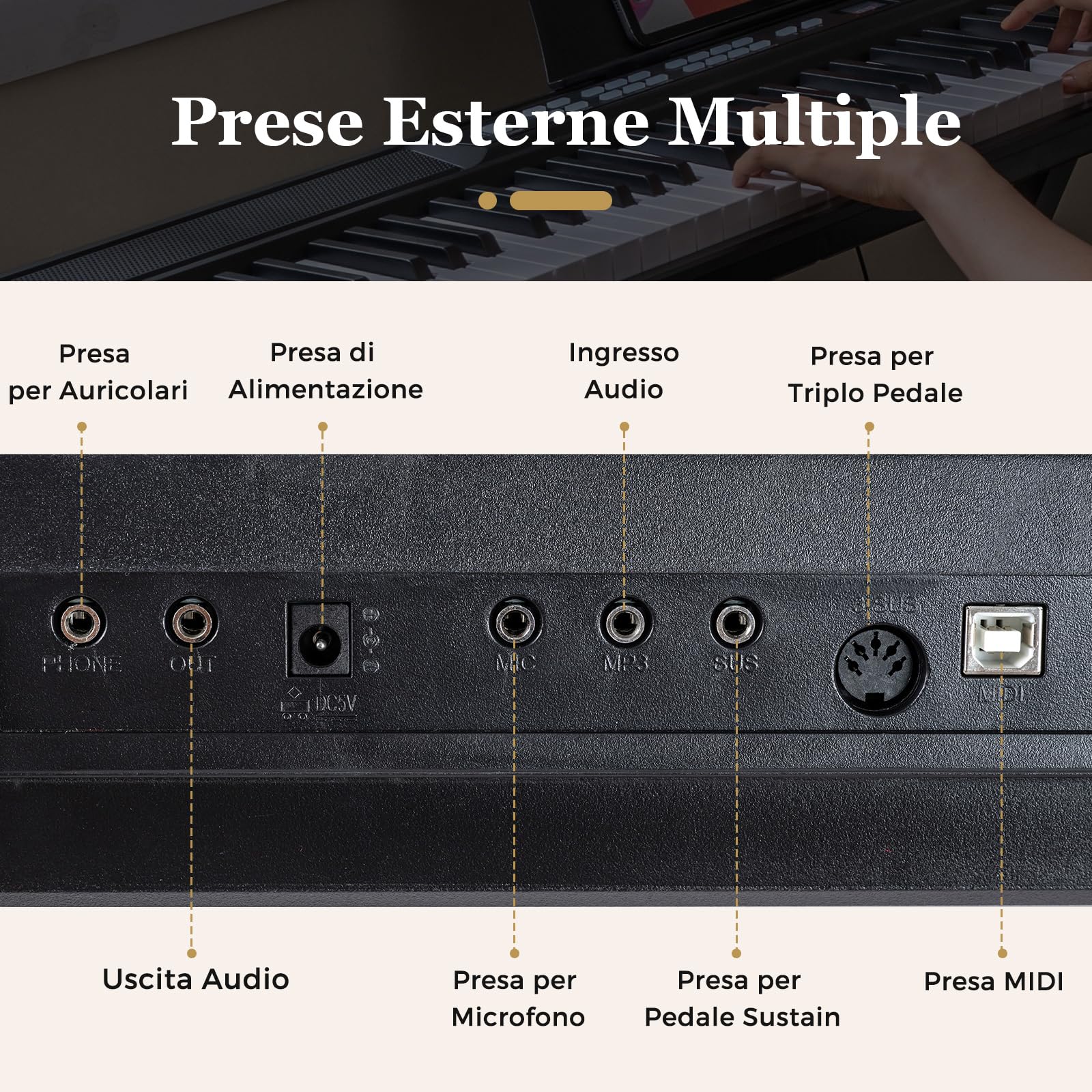 COSTWAY Tastiera Pianoforte Elettrico a 88 Tasti, Piano Digitale con Supporto e Sgabello Regolabili, Tastiera Sensibile, Tasti e Pulsanti Illuminati, Funzione MIDI, Pedale di Sustain, Cuffie (Nero)