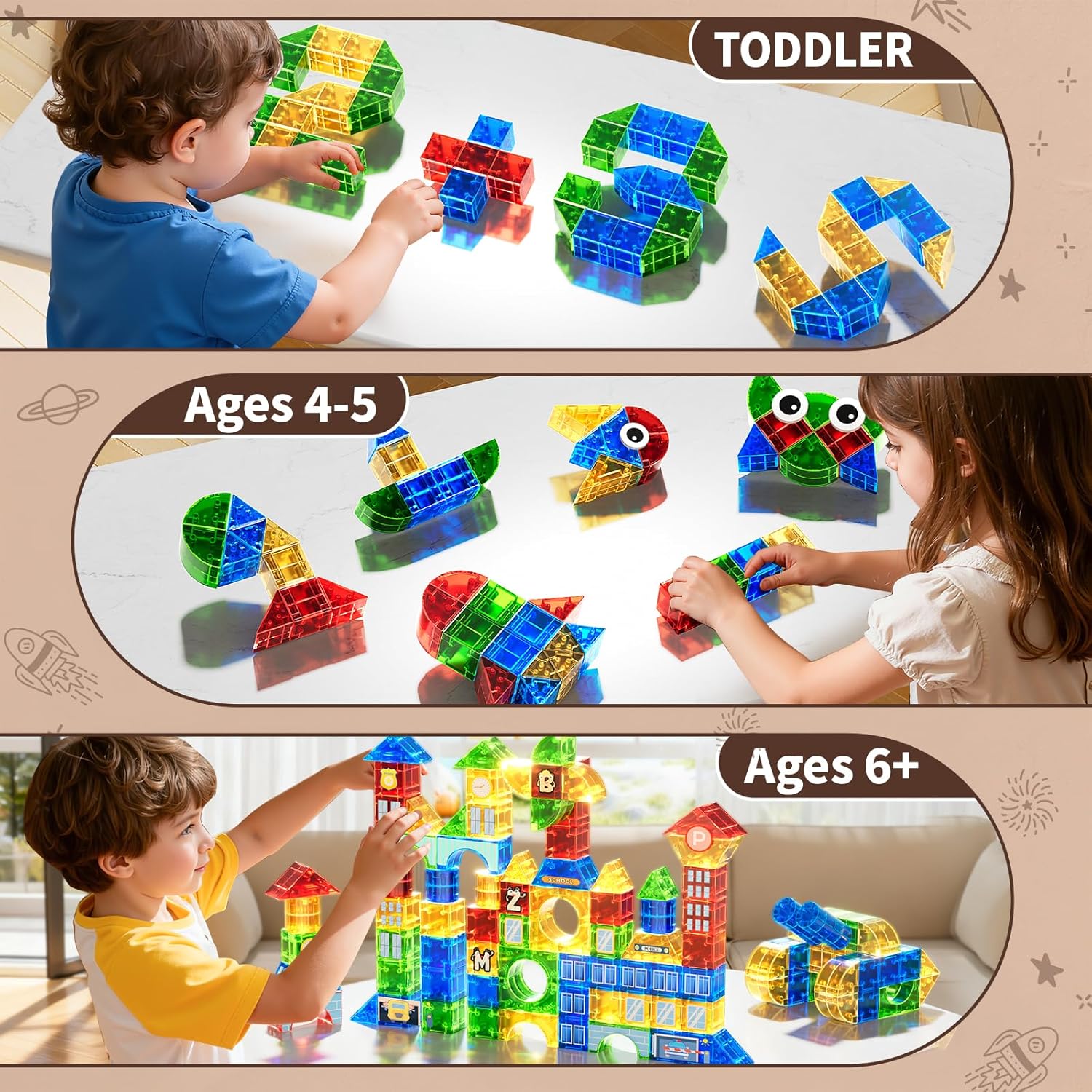 Magnet Toy for Toddlers 3-5, 115 Pieces Magnet Building Toys for Kids 4-8, Preschool Educational Christmas Birthday Gifts Toys for Kids Ages 3-5 Year Old Boys and Girls