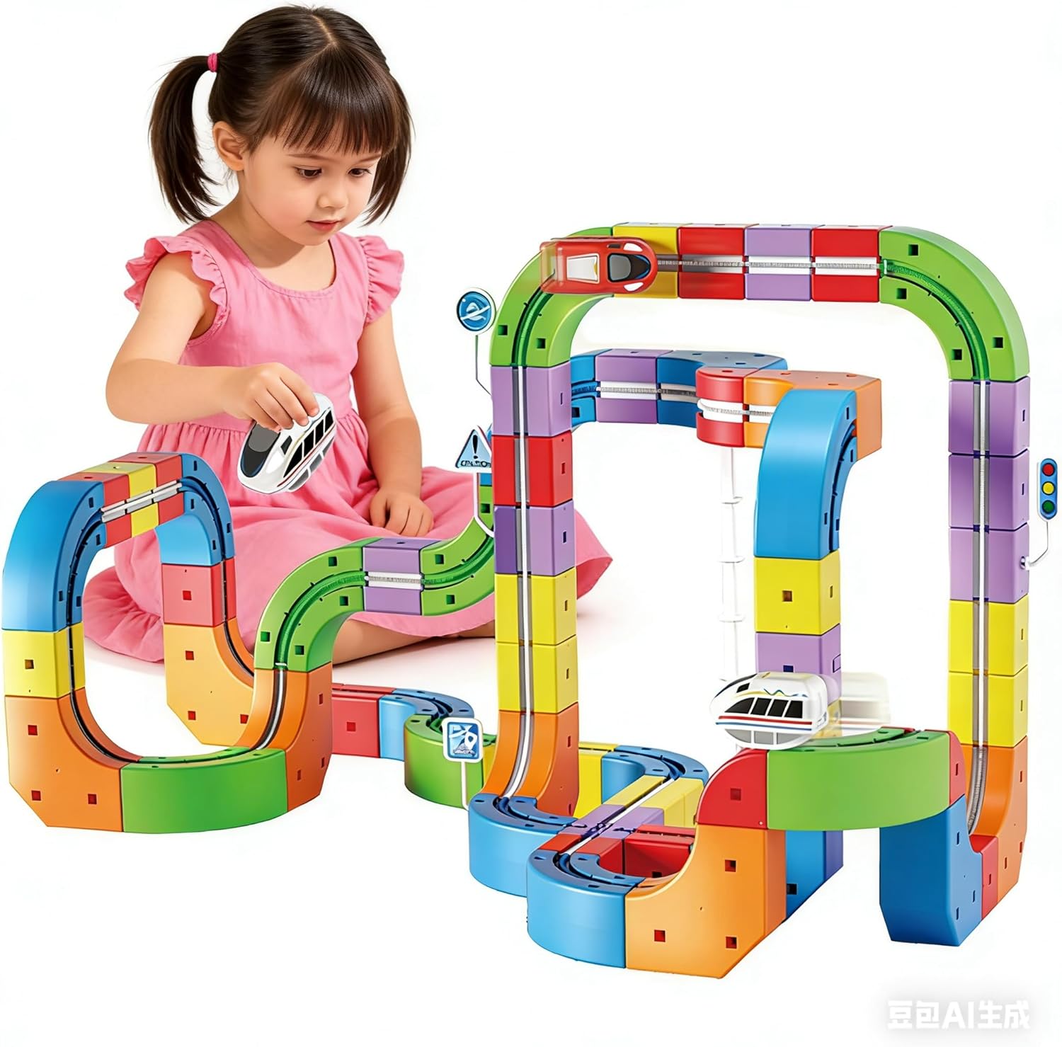Electric Train Set for Kids Flexible Race Track Set with 2 Train
