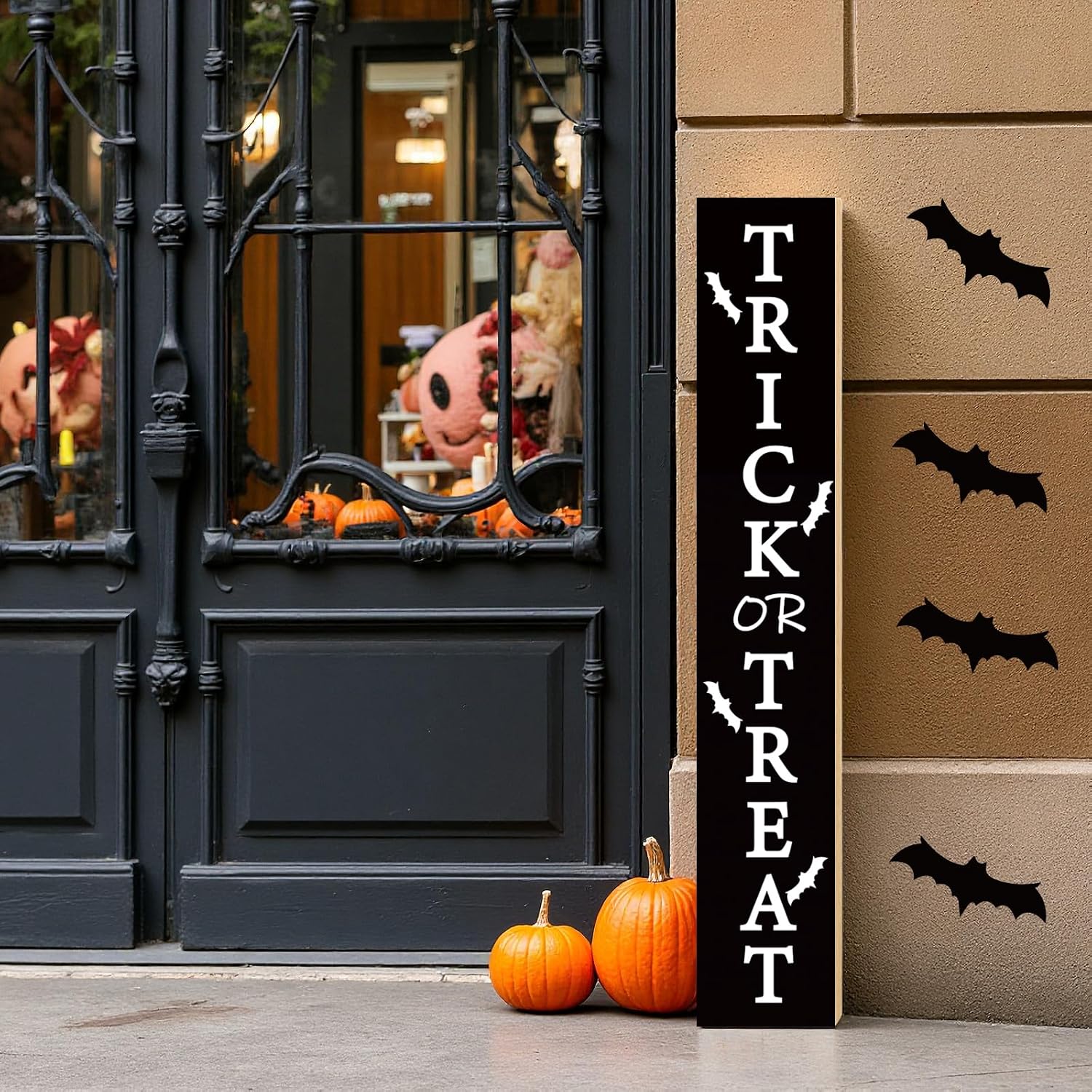 Halloween Porch Decor Outdoor Halloween Decorations Wooden Trick or Treat Porch Sign Door Decorations Indoor Outside Welcome Sign for Front Door 46.8 Inch