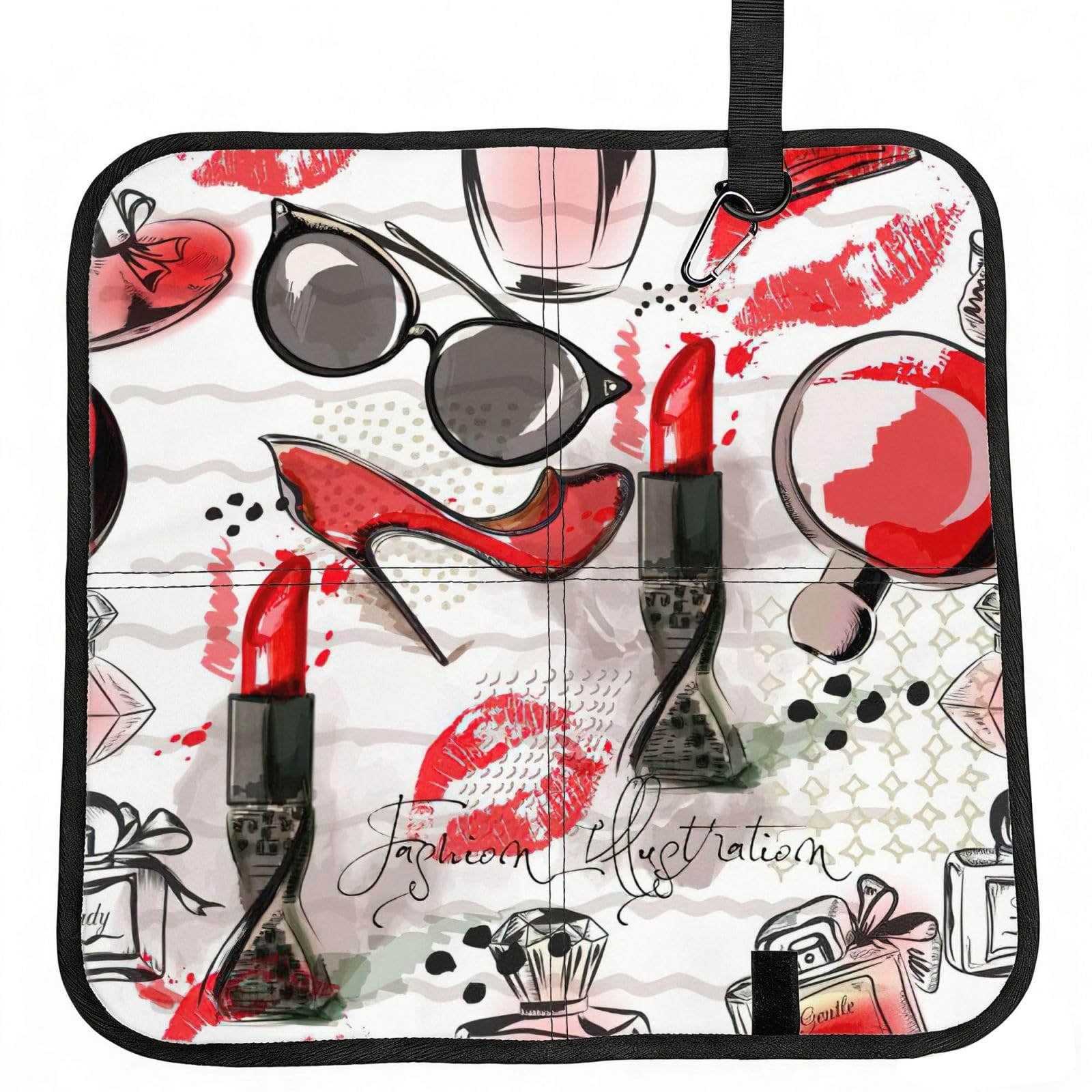 SDEGTHO Cosmetic Lipstick Perfume Art Printed Foldable Seat Pad with Closure, Lightweight Cushion for Airplane Travel Camping