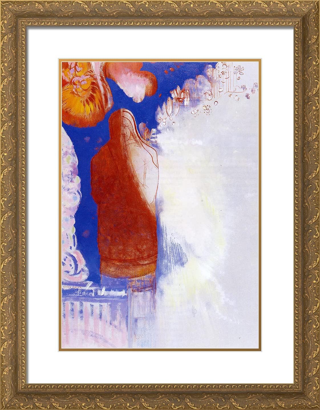 ArtDirect Redon, Odilon 19x24 Gold Ornate Framed Art Print with Double Matting Titled: The Saint
