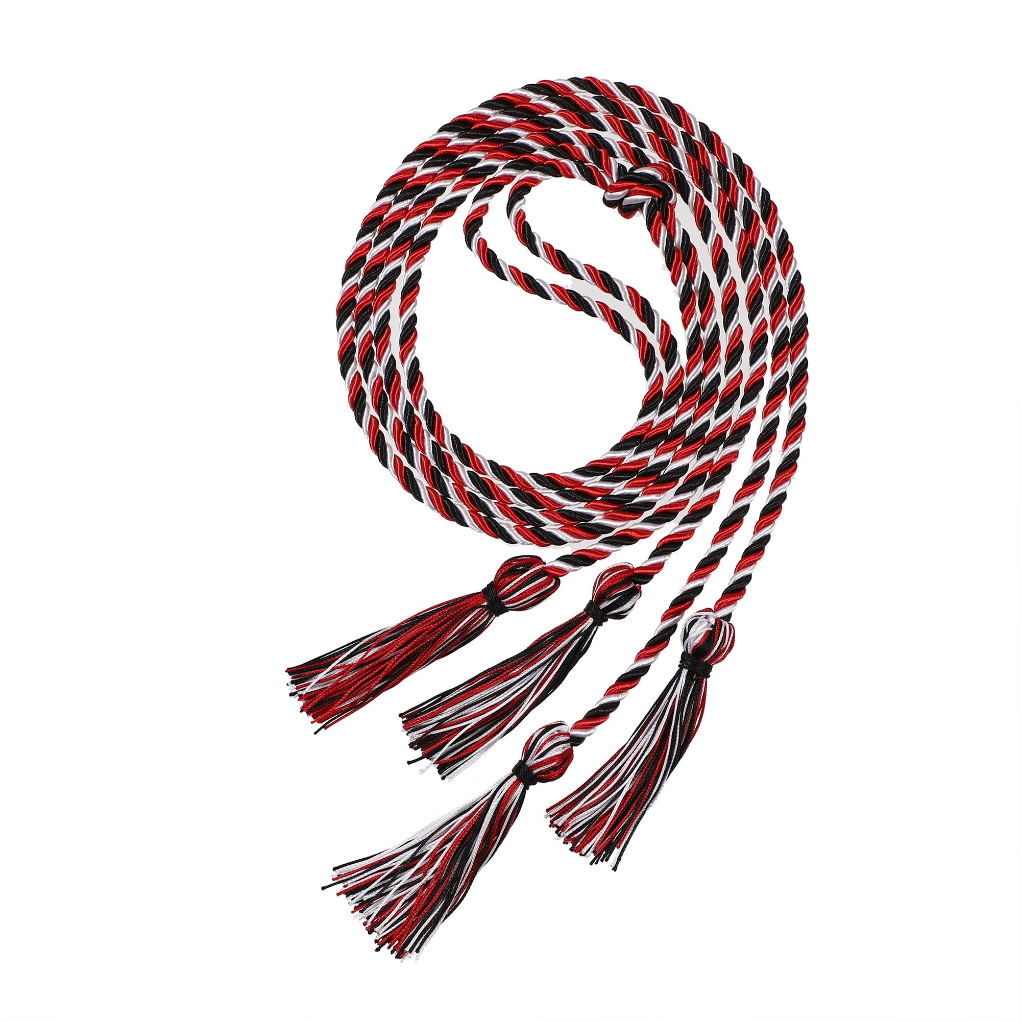Graduation Double Honor Cords with Tassel, 68" (Black White Red)