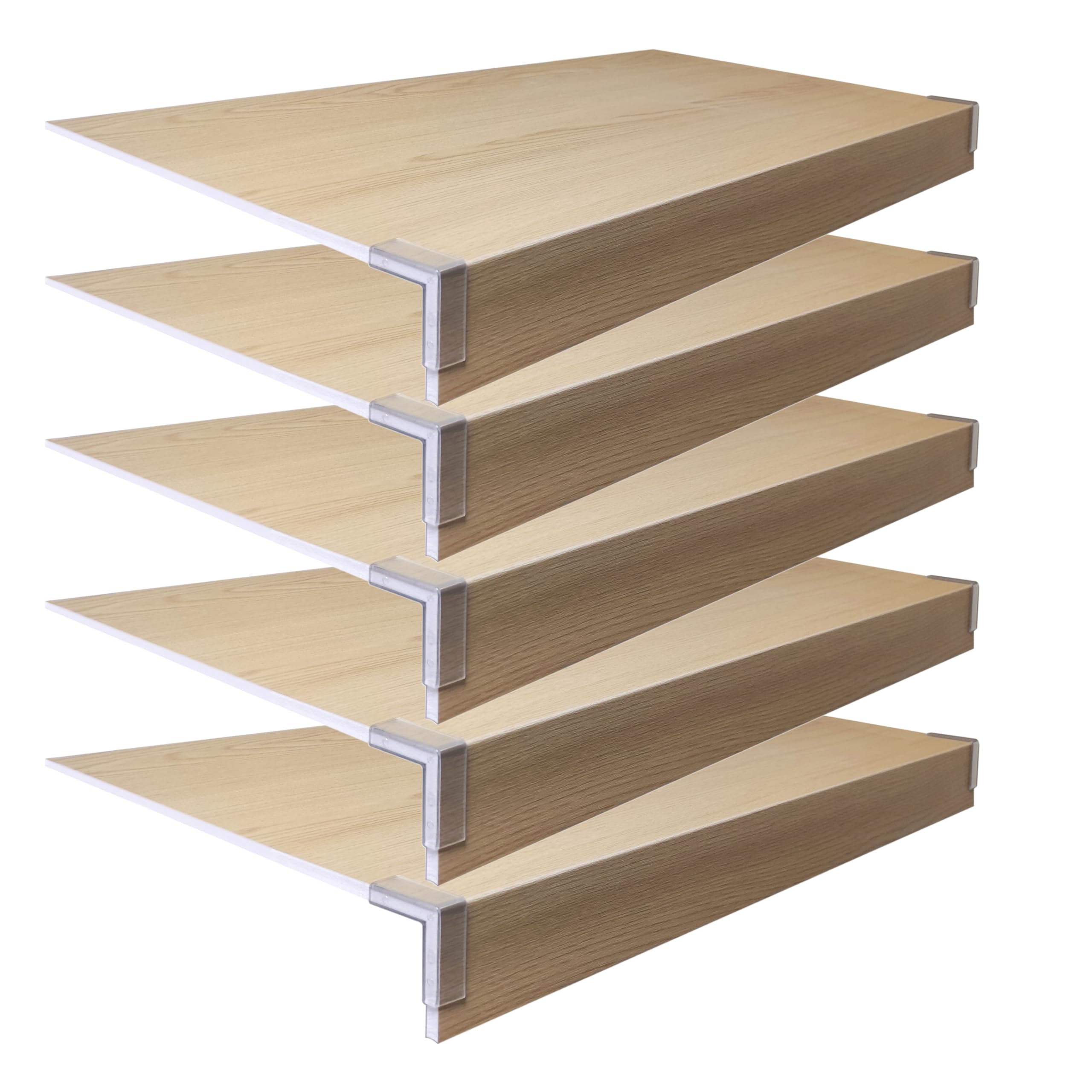 5 Pcs wire rack covers，24'' x 12'' x 2.8'' Storage rooms cut-able thickened foamed PVC, moisture-proof waterproof and pressure-resistant elm wood color suitable for supermarket shelves kitchen closets