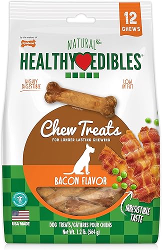 Nylabone Healthy Edibles - Premios masticables para perro, todo natural, larga duraciĂłn, 12unidades, sabor a tocino (Bacon), SRegular Nylabone Healthy Edibles - Premios masticables para perro, todo natural, larga duraciĂłn, 12unidades, sabor a tocino (Bacon), SRegular