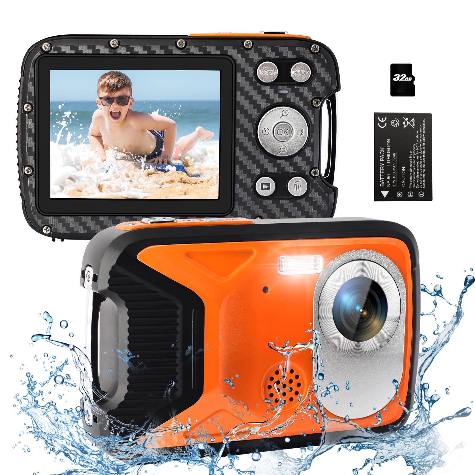 16FT Waterproof Digital Camera 1080P 30MP Digital Camera with 32G Card and Rechargeable Battery, Compact Portable Point and Shoot Camera for Snorkeling Swimming-picture-12