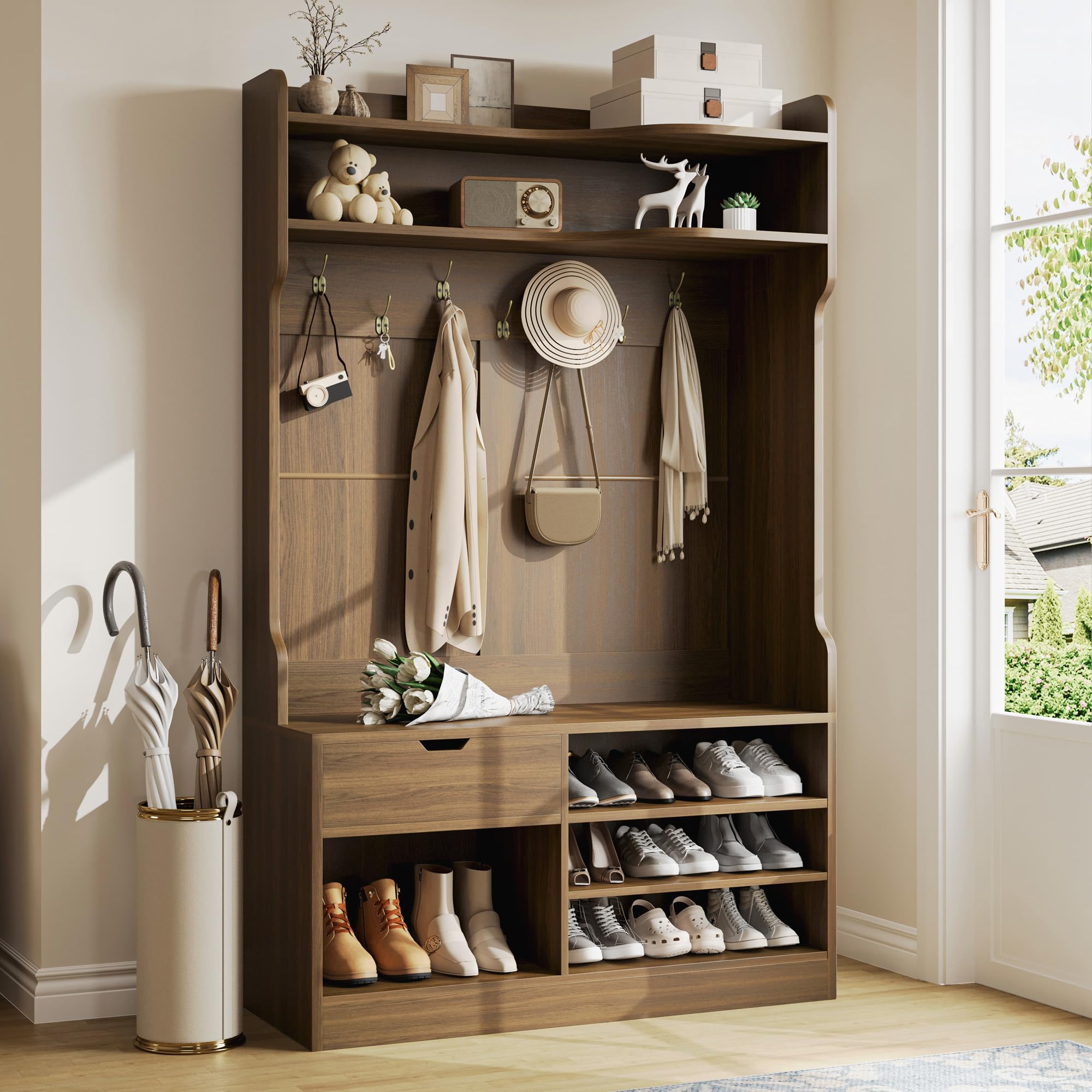 35+ Entryway/Mudroom Storage Ideas (for Shoes, Backpacks, and Coats) 90 Vividwood Hall Tree with Bench