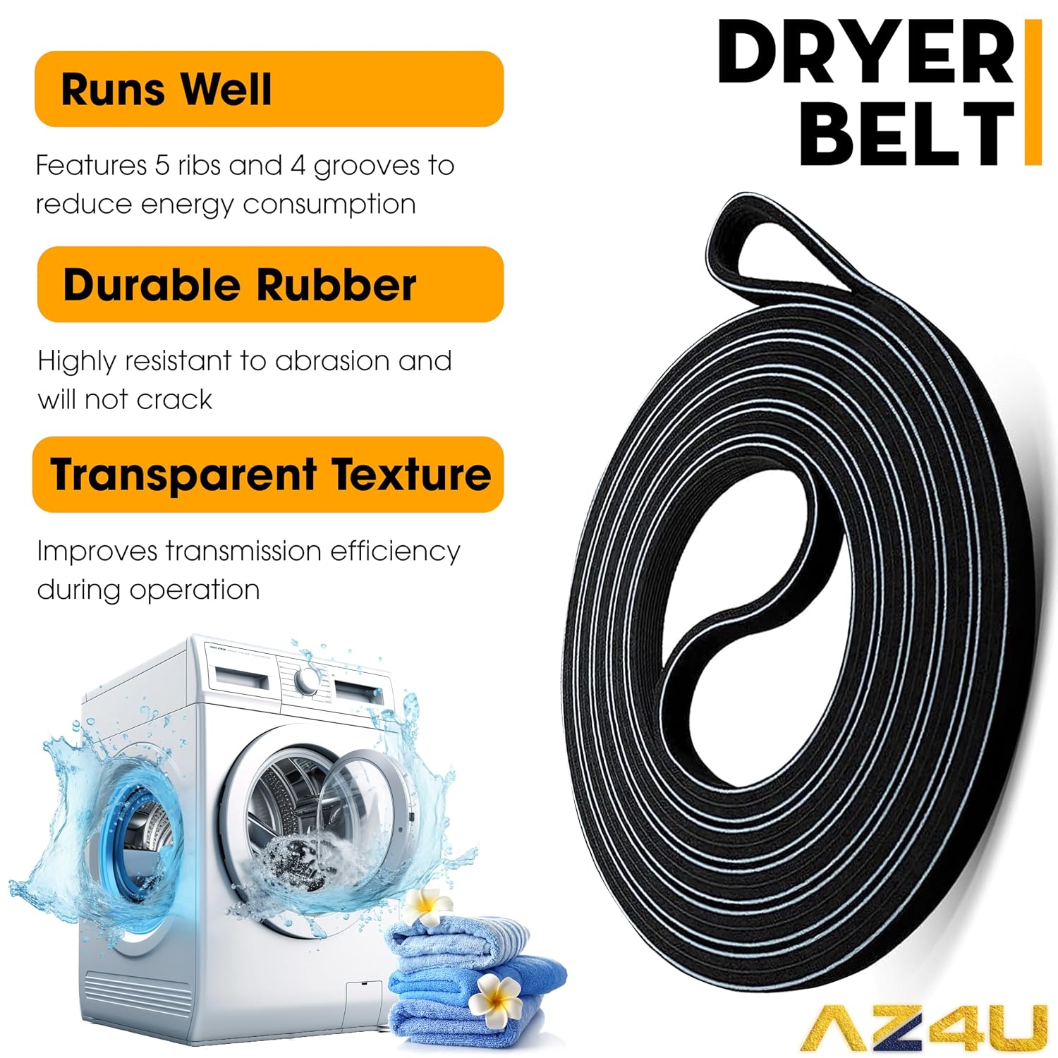 AZ4U for Samsung DV219AEW/XAA DV220AEW/XAA DV48J7700EW/A2 DV48H7400EW/A2 DV42h5200EW/A3 DV42H5000EW/A3 DV42H5200EP/A3 DV42H5200EF/A3 DV42H5000GW/A3 DV40J3000EW/A2 Replaces Dryer Idler Pulley & Belt