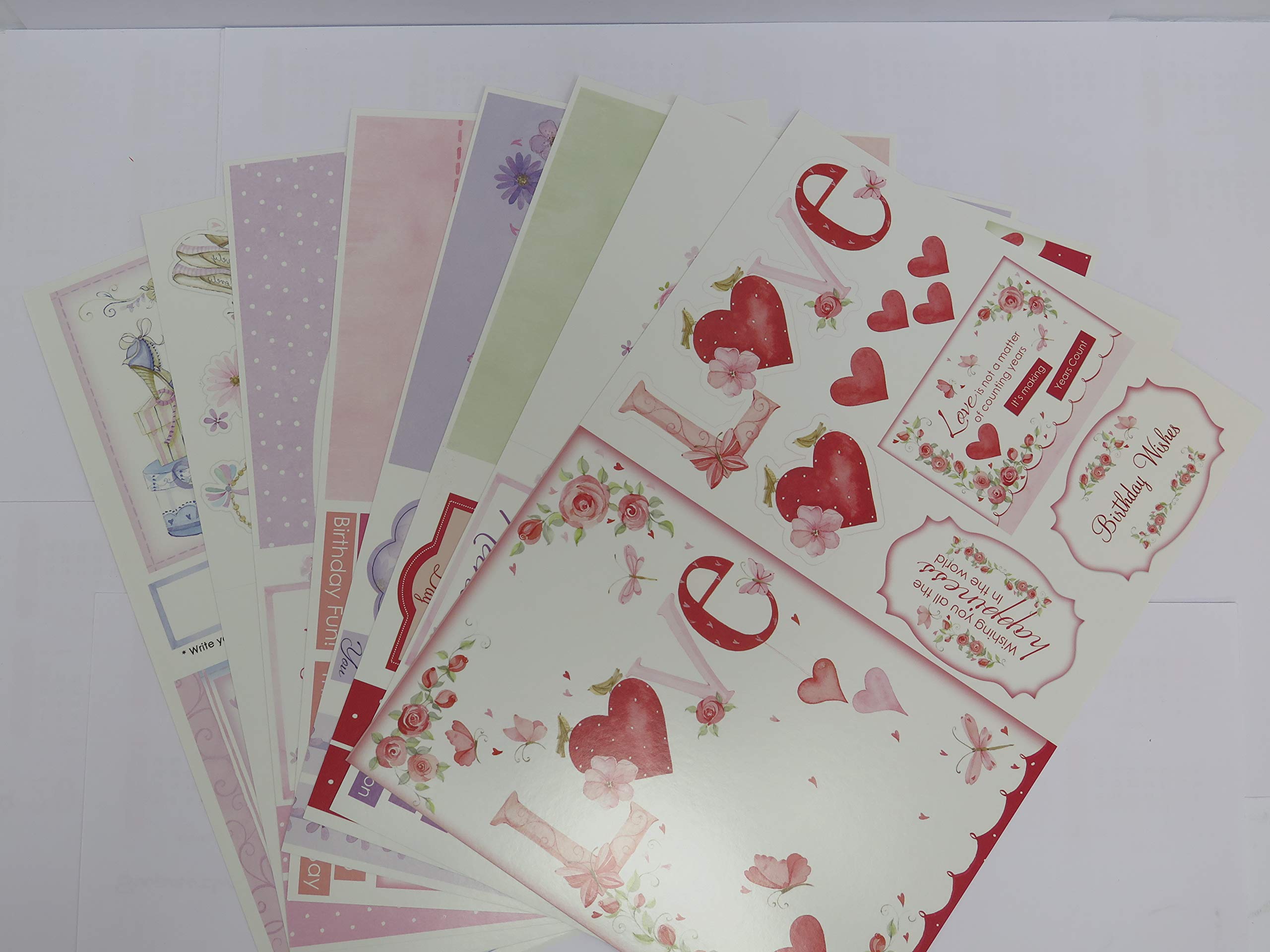 Card Topper Embellishments Sentiments Decoupage 280gsm 8 Sheet pk Crafts JLH055
