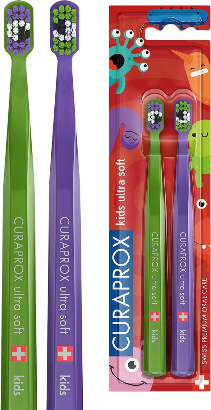 Curaprox Ultra Soft Kids Toothbrush, Duo Little Bacterias Edition