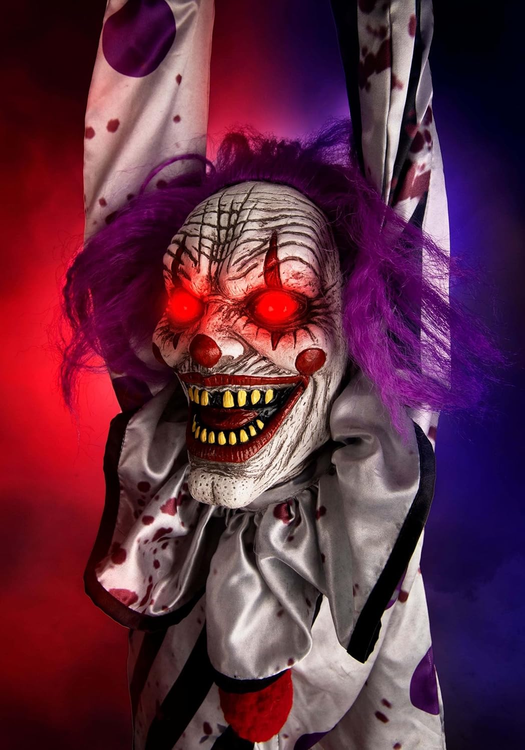 Fun Costumes 4.5 Ft Scary Spine Shivering Clown Animatronic Outdoor & Indoor Decoration, Battery Operated Light-Up LED Talking Motion Activation