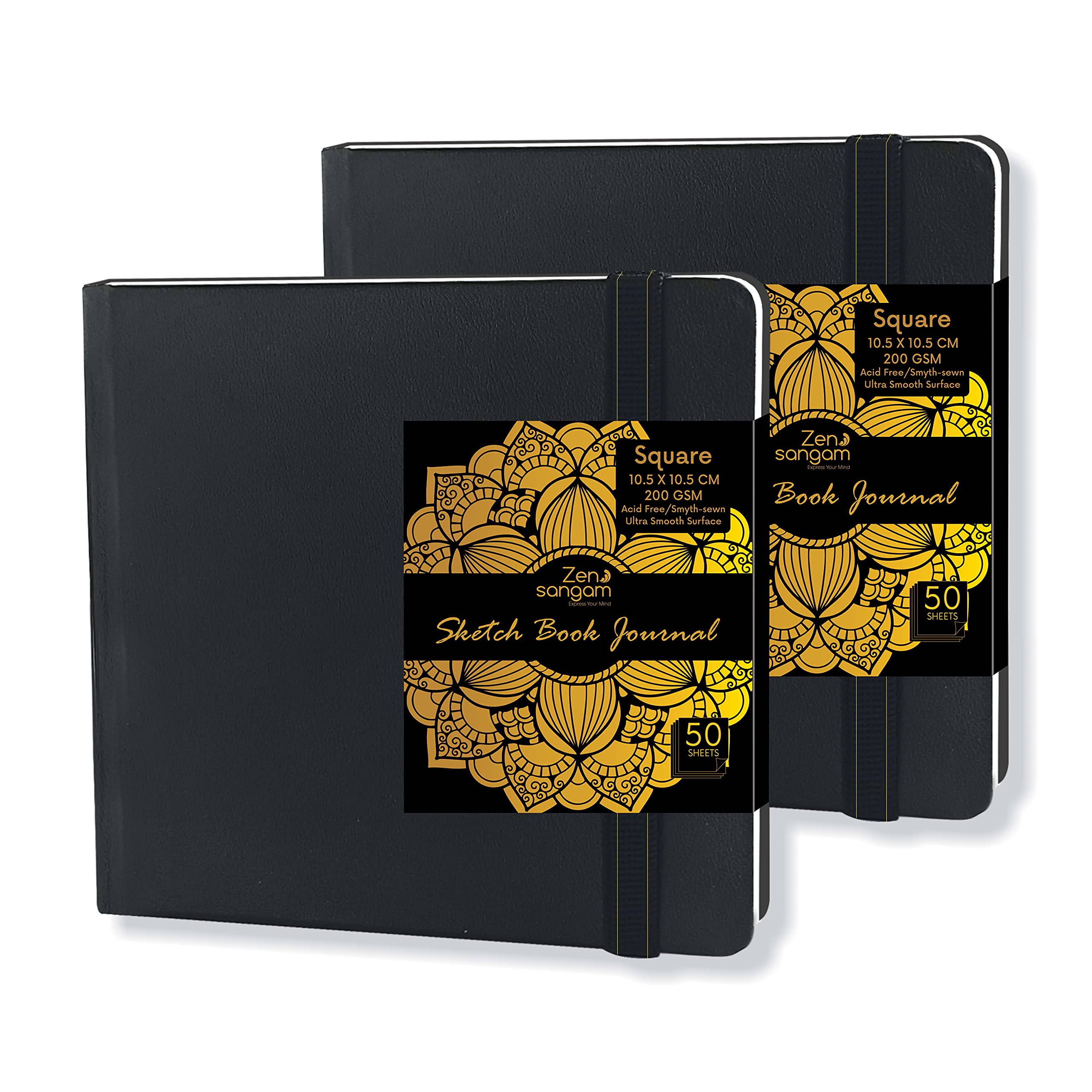 Zen Sangam Express your Mind - Square Mixed Media Art Journal - 200 GSM - Ultra Smooth Surface - 100 Pages - Size (10.5cmx10.5cm) - Stitched Hardbound Sketchbook - Black (B08LCFTQ8B) Amazon Price History, Amazon Price Tracker