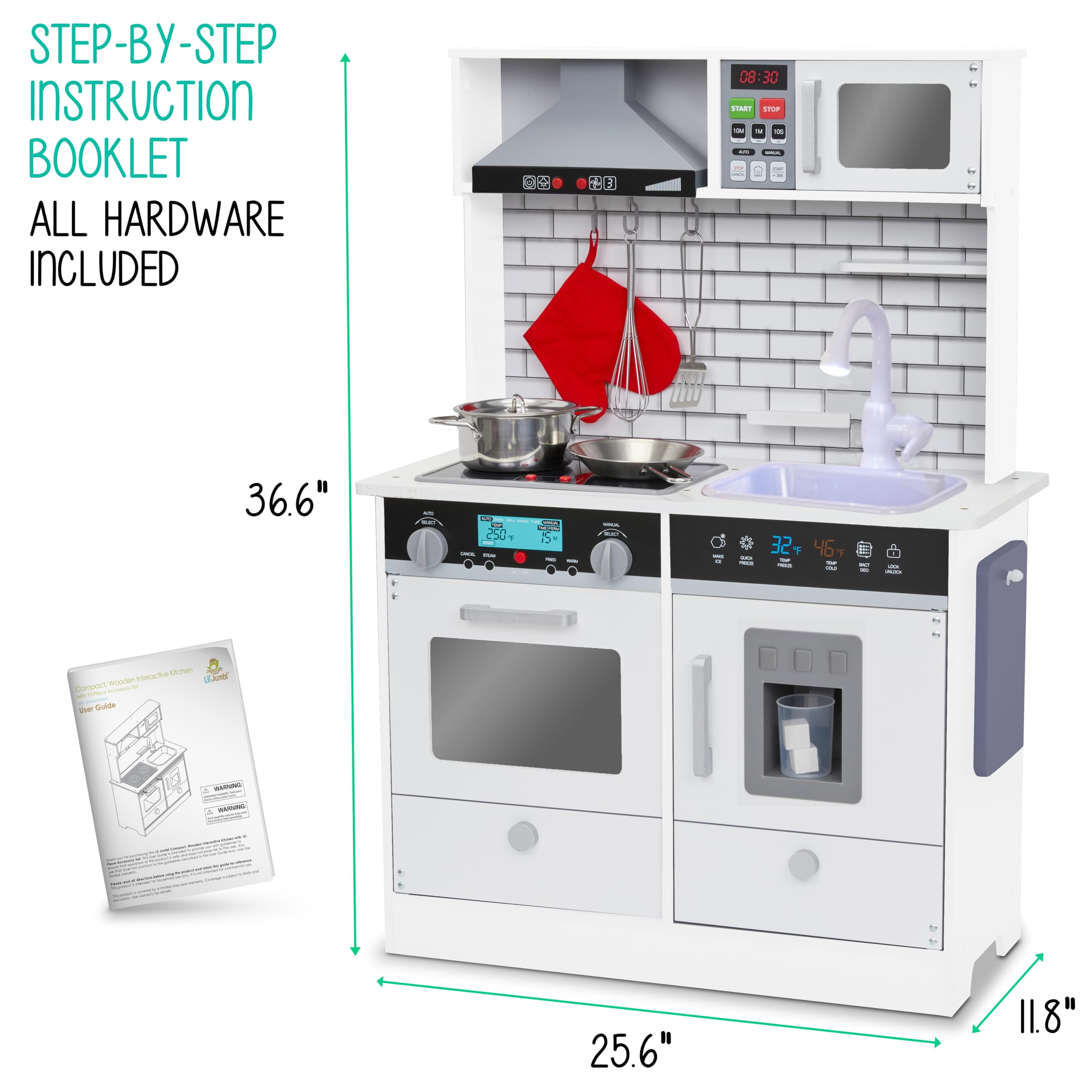 Amazon.com: Lil' Jumbl Kids White Small Kitchen Set, Pretend