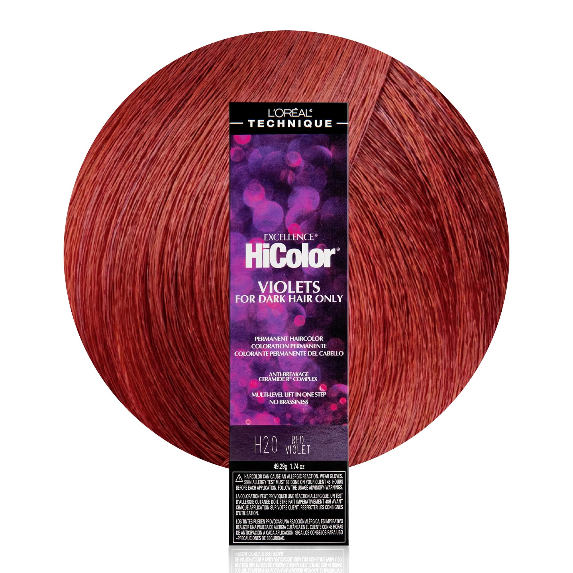 L'Oréal Technique HiColor Violet & Black Shades Permanent Hair Color - Anti-Breakage Ceramide R™ Complex, Multi-Lift With No Brassiness, For Dark Bases and Long Lasting Color