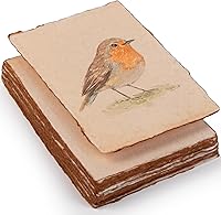 Wanderings Handmade Antique Deckle Edge Blank Cards 4x6" 50 Pack - 150 GSM Recycled Cotton Paper for Crafts Invitations Watercolor