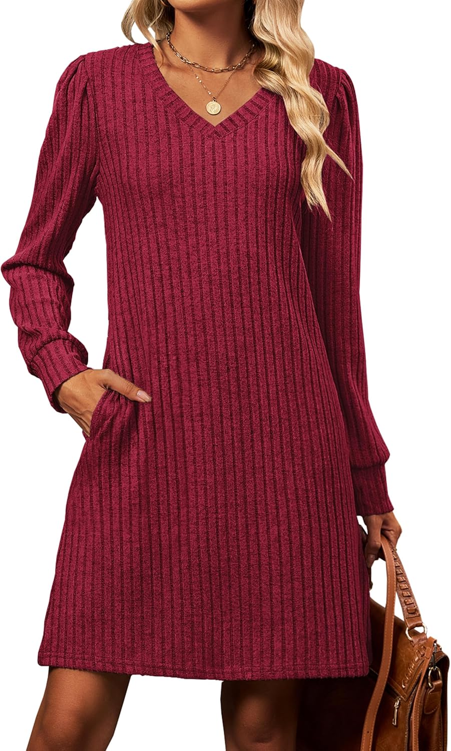 Mi Piace Travelstof Tuniek jurk met Tailleband rood 202245 • Jurken