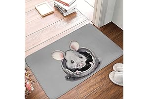 Adorn Your Entryway with a Touch of Whimsy: Grey Rat Patterned Rubber Doormat