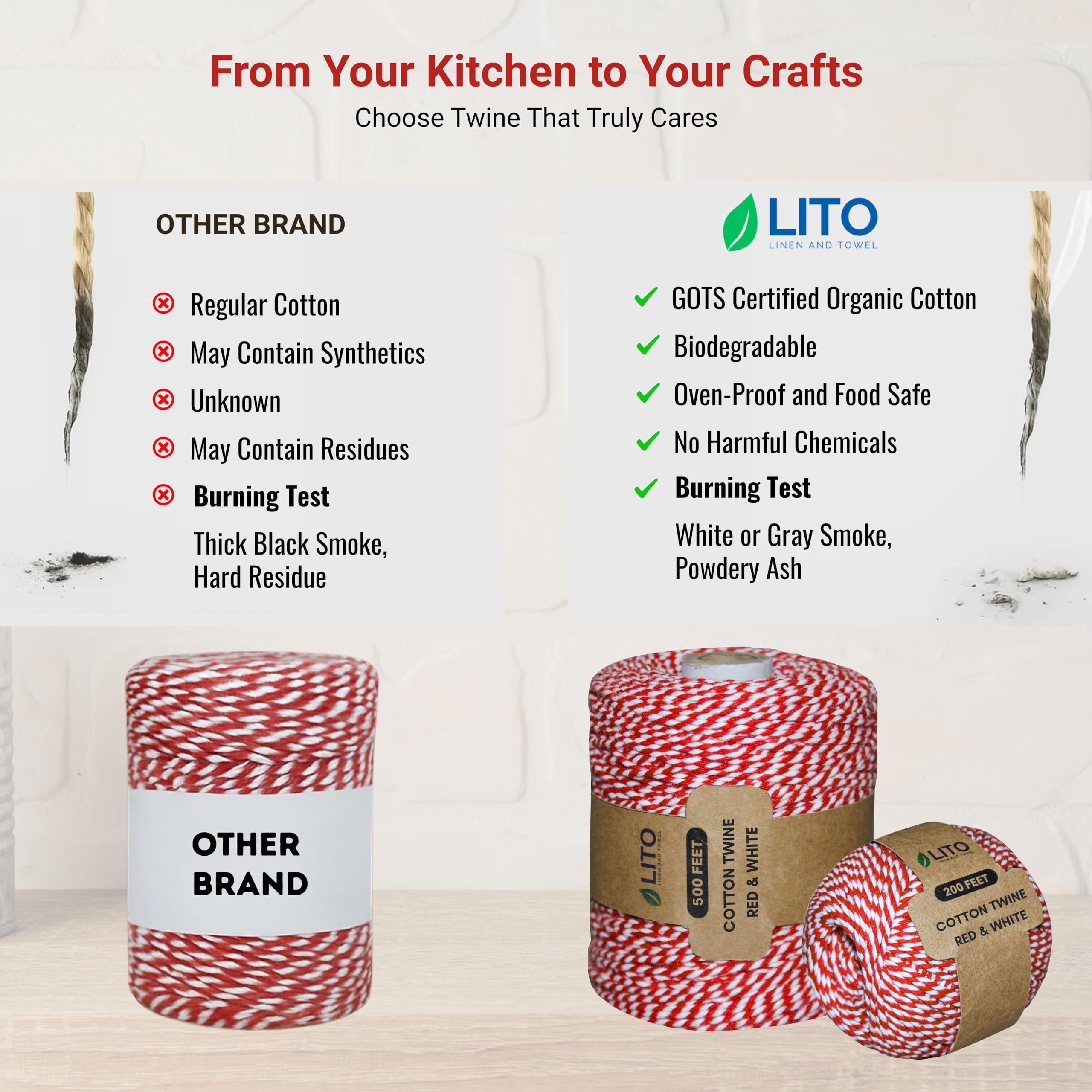 Red & White Cotton Twine - 500 Feet Pack -7