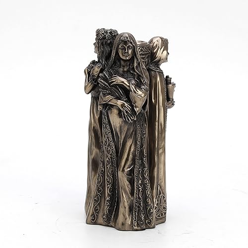 Miniatura 2 de Veronese Design Portavelas Wiccan Triple Goddess de 6 3/4 pulgadas de alto, escultura de resina bronceada fundida en frío, figura celta,