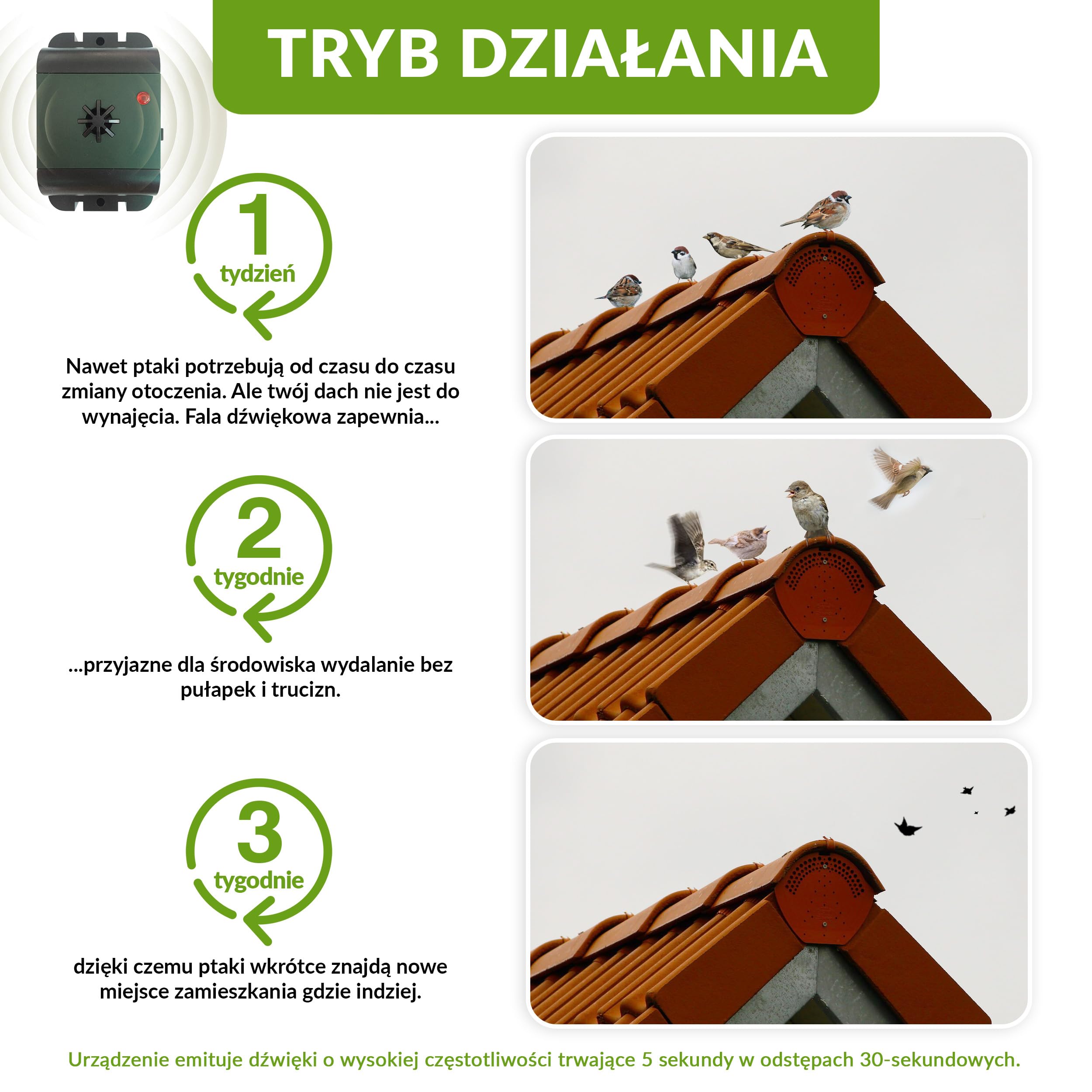 ISOTRONIC Ultradźwiękowy odstraszacz ptaków i gołębi – Bateryjny – Na balkon, dach i do ogrodu – Skuteczny na wróble, mewy i wrony – Zasięg 40 m² (3 sztuki)