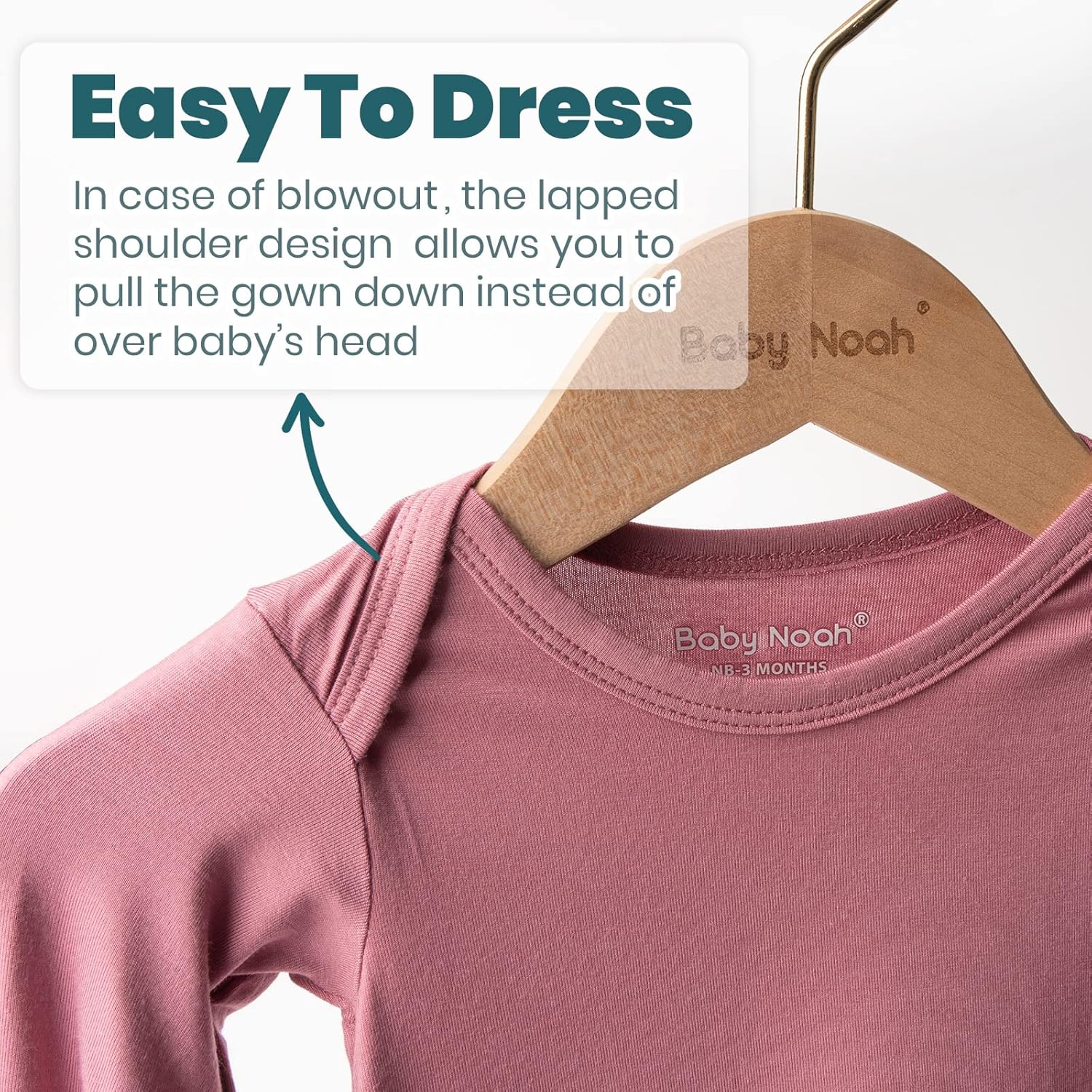 2Pk Newborn Baby Knotted Gown, Super Soft Silky Infant Long Sleeve Sleeper for Baby Sleeping with Hat Light Purple & Deep Pink(2 Packs 0-3 Months) - Image 6