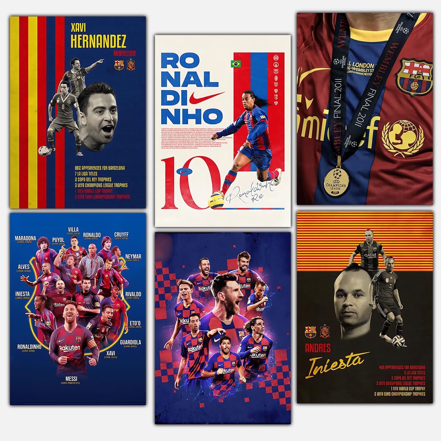Wallgasm Barcelona Set of 8 A4 Size Posters | 8x12 inch 300 GSM Football Wall Art | Barca Sports Poster for Bedroom, Living Room | Visca el Barça-picture-15