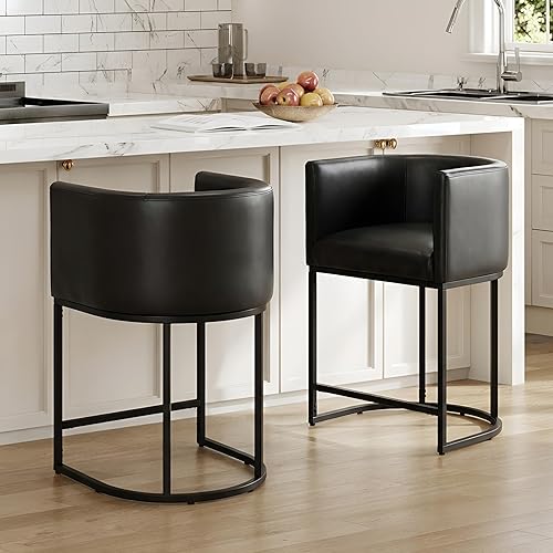 Miniatura 74 de Juego de 4 taburetes de bar contemporáneos de lino color crema, de 32 pulgadas, de tela tapizada, altura de mostrador, taburetes de cocina con base