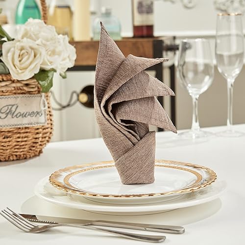 Miniatura 5 de Mebakuk Juego de 6 servilletas de tela de primera calidad de 17 x 17 pulgadas, lavables y sólidas, servilletas de mesa suaves para bodas, fiestas,