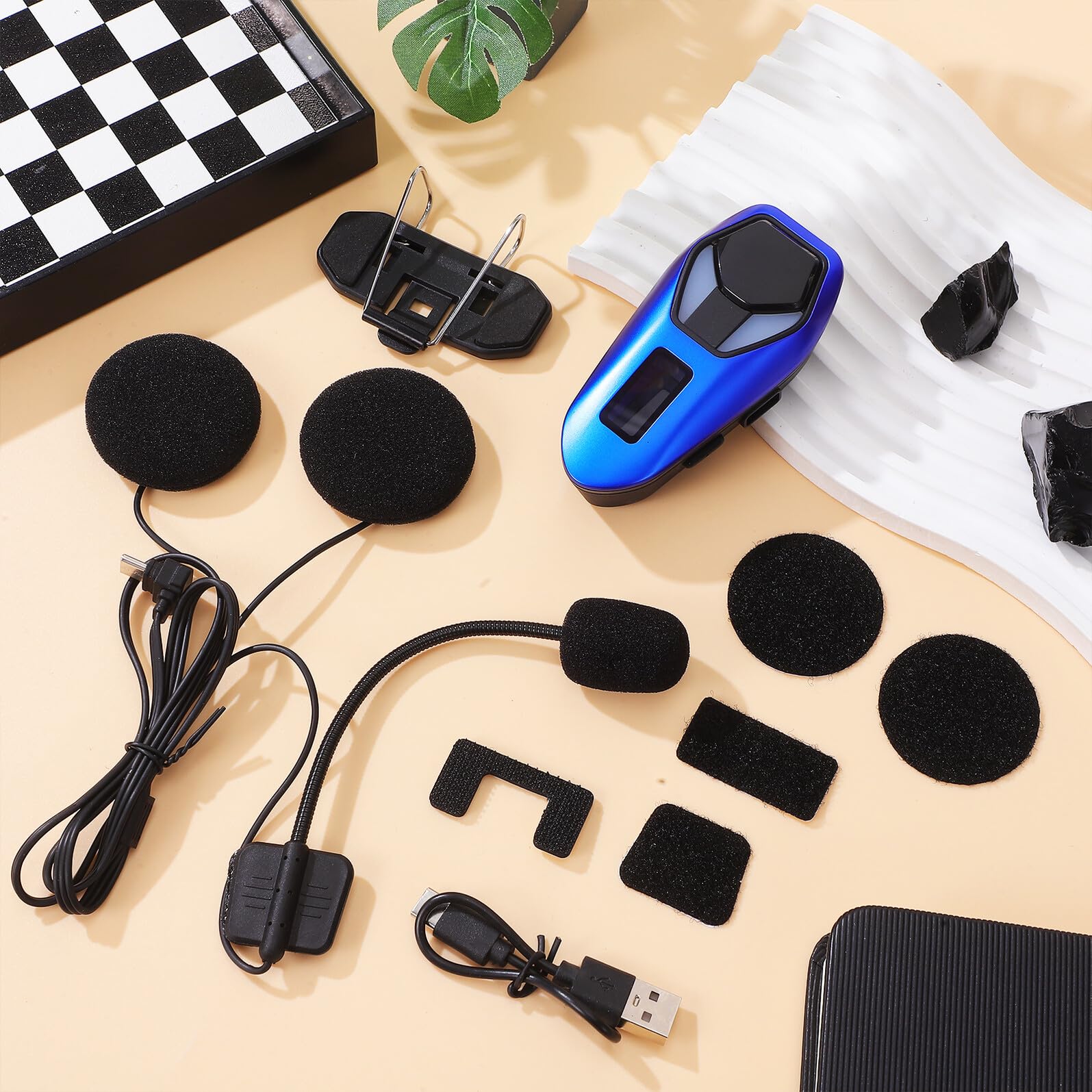 PLAFOPE Cuffie Wireless per Casco da Moto Microfono con Cancellazione del Rumore Batteria da Tecnologia Stereo per Ascolto Musicale e Chiarezza Vocale Durante i Viaggi