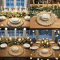 Vista 9 de 13.8" Round Corn Husk Placemats Boho Woven Rattan Table Mats Natural Spring Farmhouse Plate Chargers Handmade Rustic Wicker Place Mats for