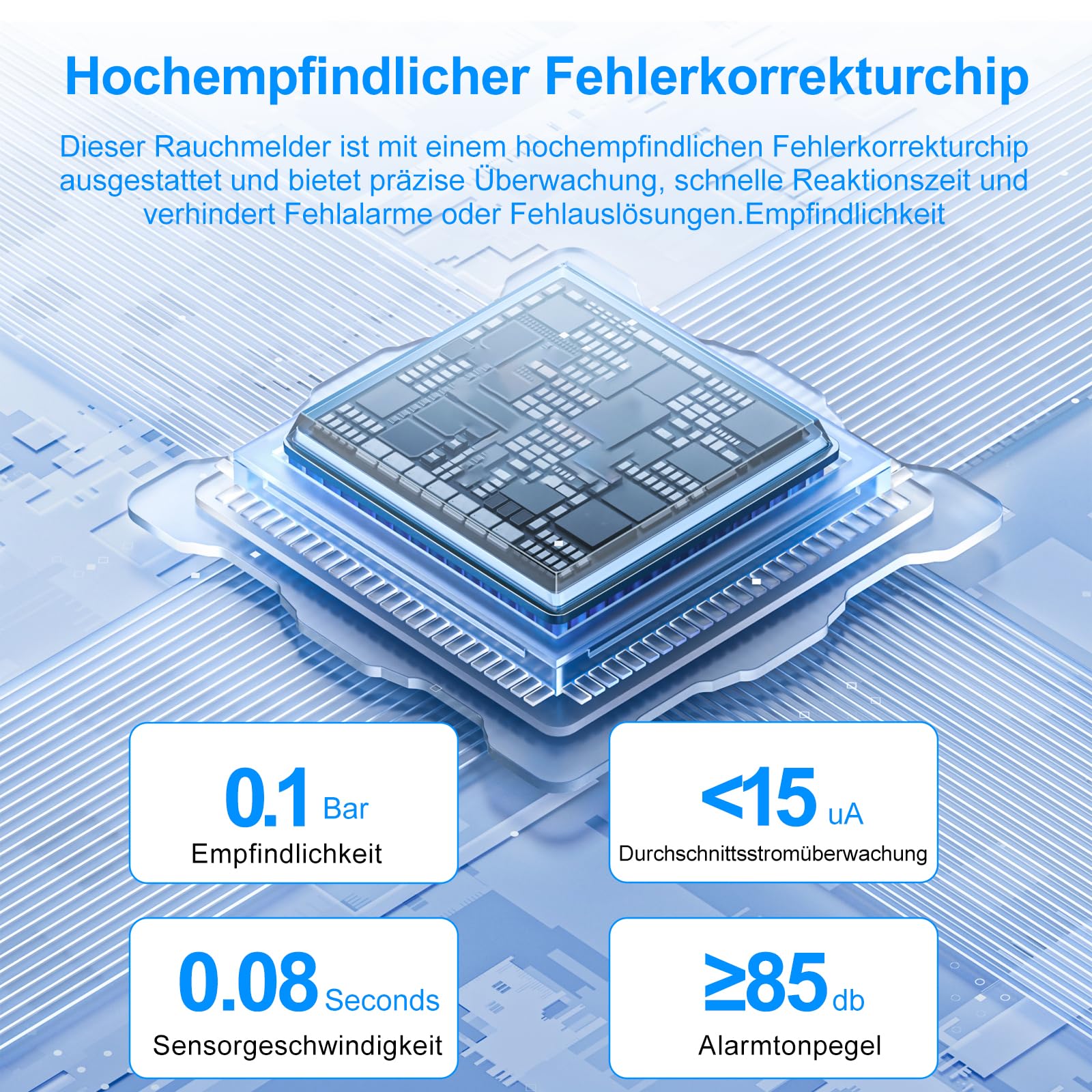 XUK 6er Set Rauchmelder 10 Jahre Lebensdauer– Rauchwarnmelder/Brandmelder mit Austauschbarer 9V Batterie, 85 dB Alarm, Test- & Stummschalttaste, EN 14604 (6er-Pack)