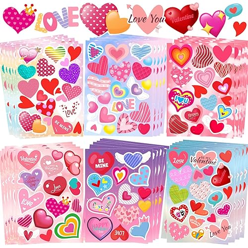36 Sheets Heart Stickers, Valentine Stickers, Valentines Day Stickers for