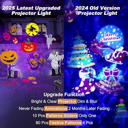 Miniatura 5 de Proyector de luces de Halloween más brillantes para exteriores 2024, luces de proyección de Halloween que muestran 8 patrones a la vez, 8 temas,