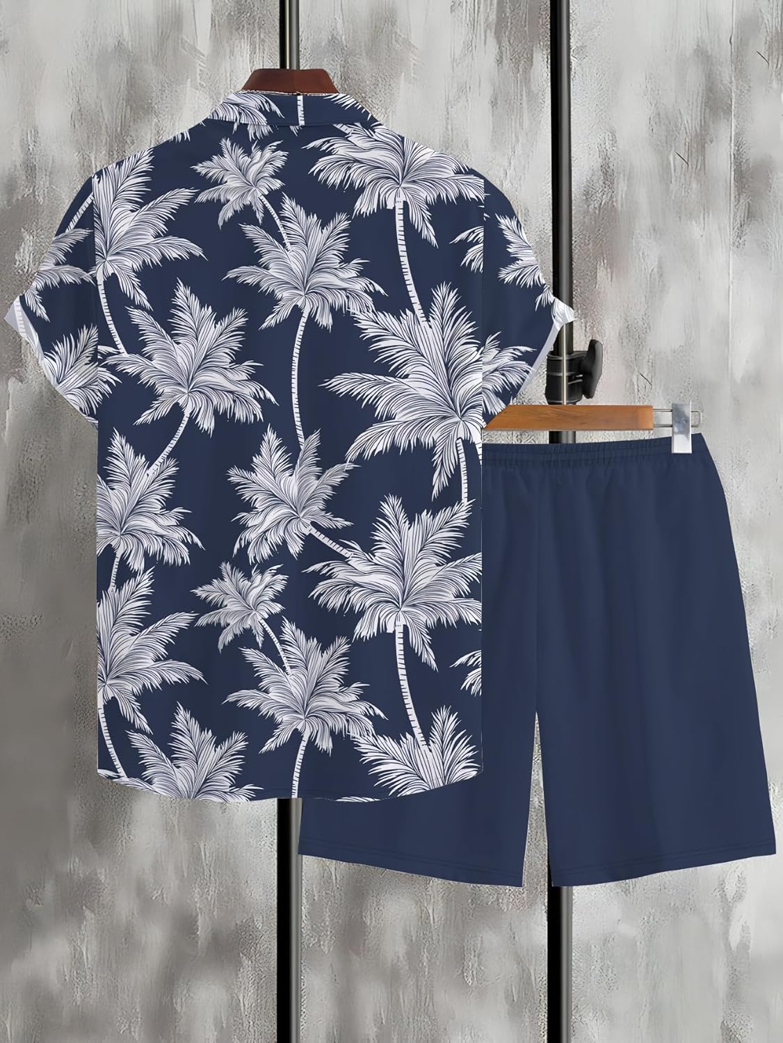Men's Hawaiian Print 2-Piece Beach Outfit Shirt & Matching Shorts Set - Image 3
